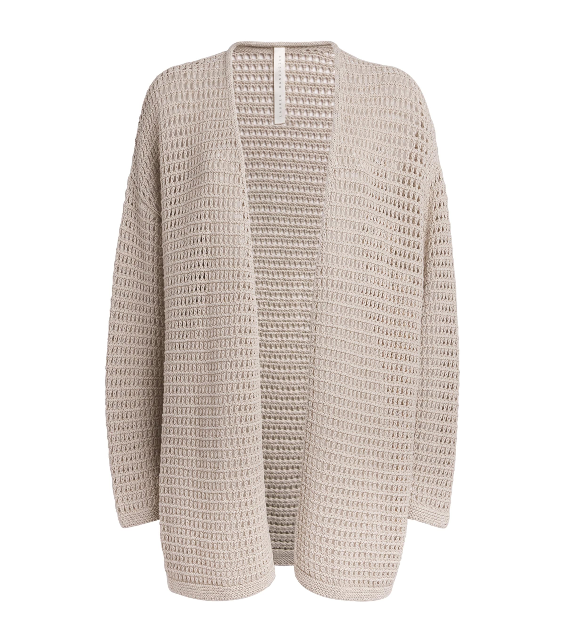 Lauren Manoogian Womens Net-Stitch Cardigan Flax