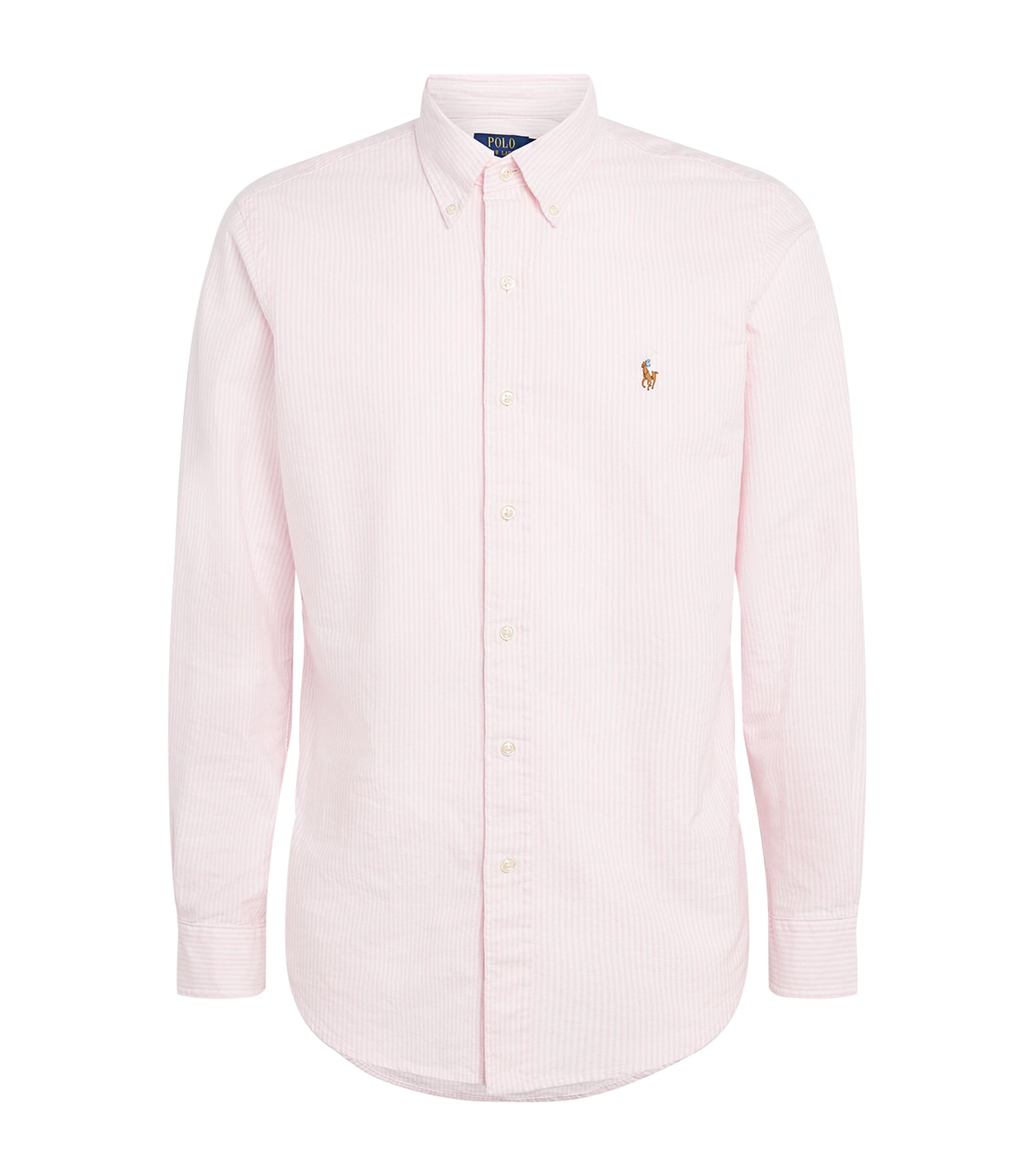 Polo Ralph Lauren Mens Cotton Stripe Oxford Shirt Crmel Pink/wht