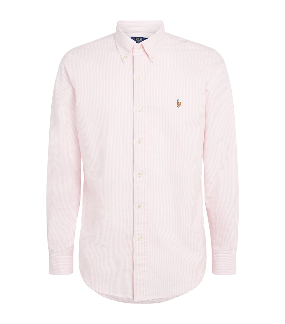Polo Ralph Lauren Mens Cotton Stripe Oxford Shirt Crmel Pink/wht