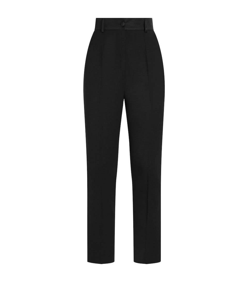 Dolce&Gabbana Womens Satin-Trim Trousers Black