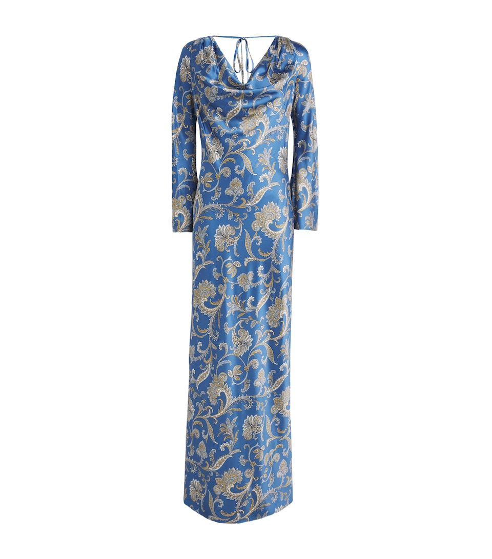 Veronica Beard Womens Silk-Blend Paisley Ember Maxi Dress Blu Coast Mlti