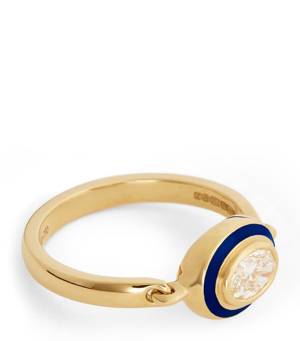 Yellow Gold, Diamond and Enamel Lenox Reign Ring