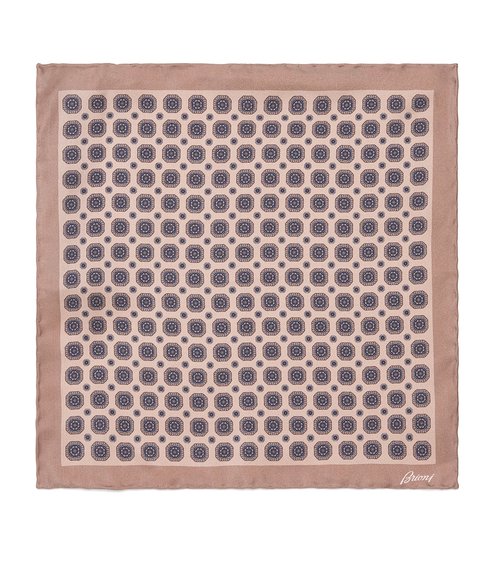 Brioni Silk Geometric Pocket Square