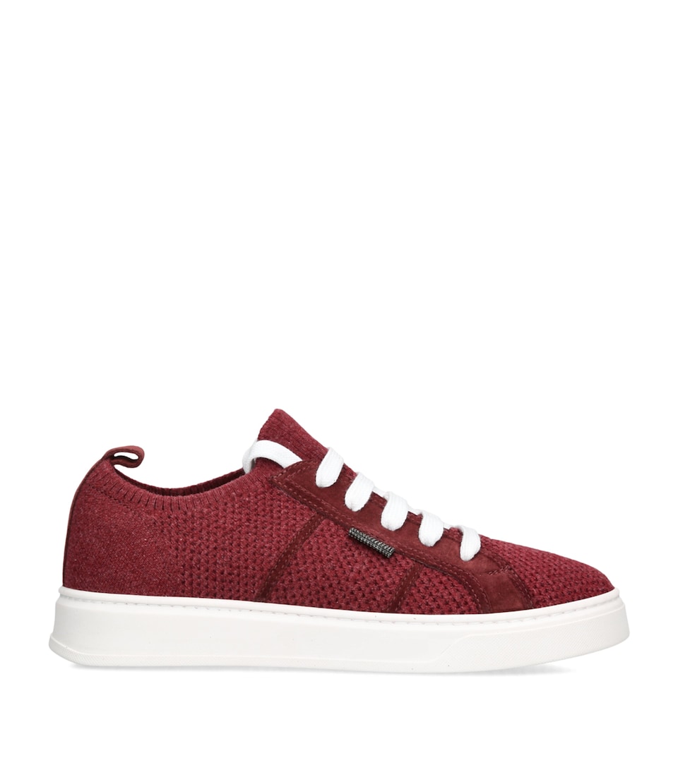 Brunello Cucinelli Kids Cotton Knitted Sneakers Wine
