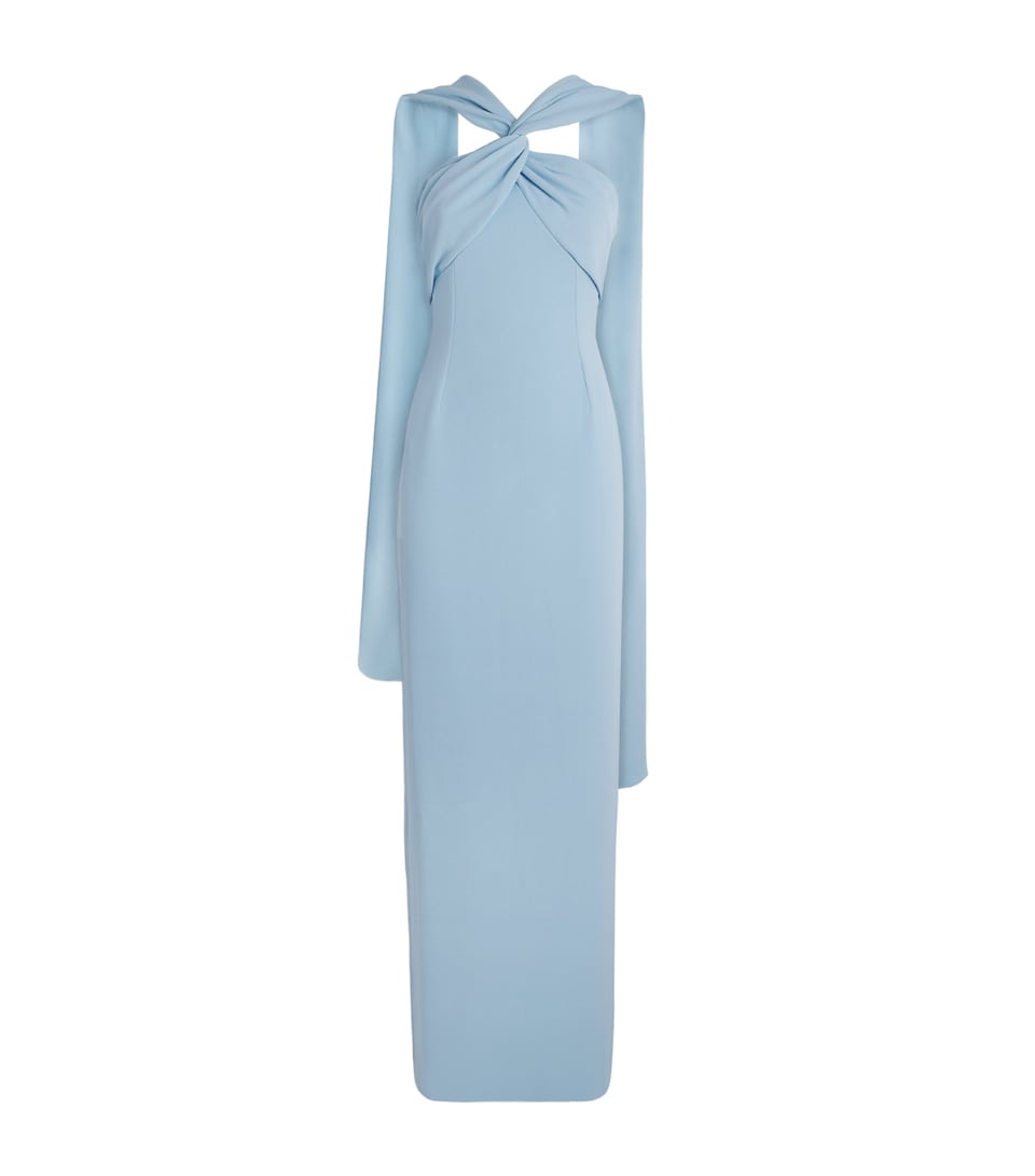 Solace London Womens Crepe Twisted Rona Gown Soft Blue