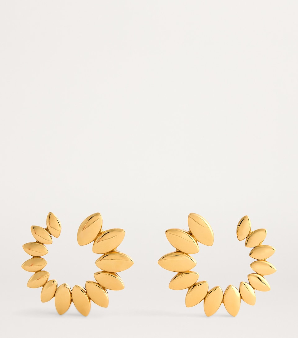 Yellow Gold Navette Hoop Earrings