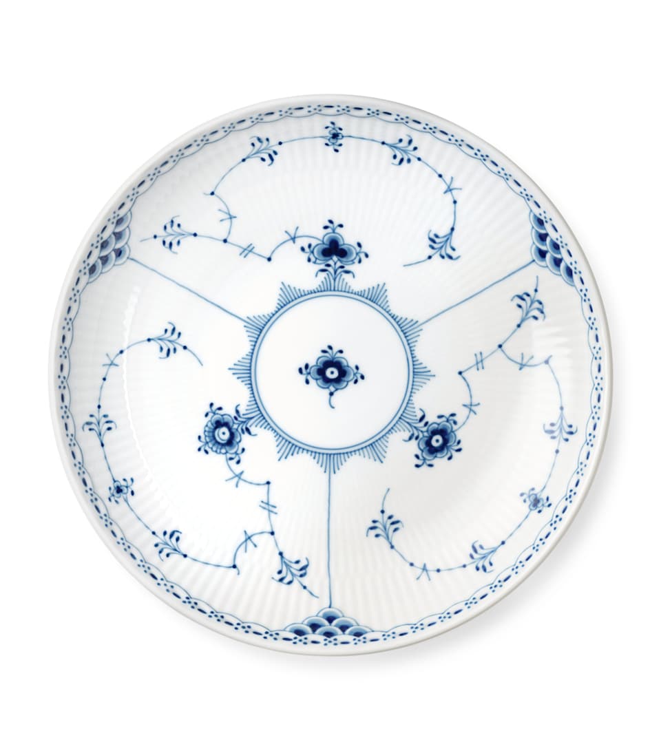 Blue Fluted Half Lace Shallow Bowl (20cm)