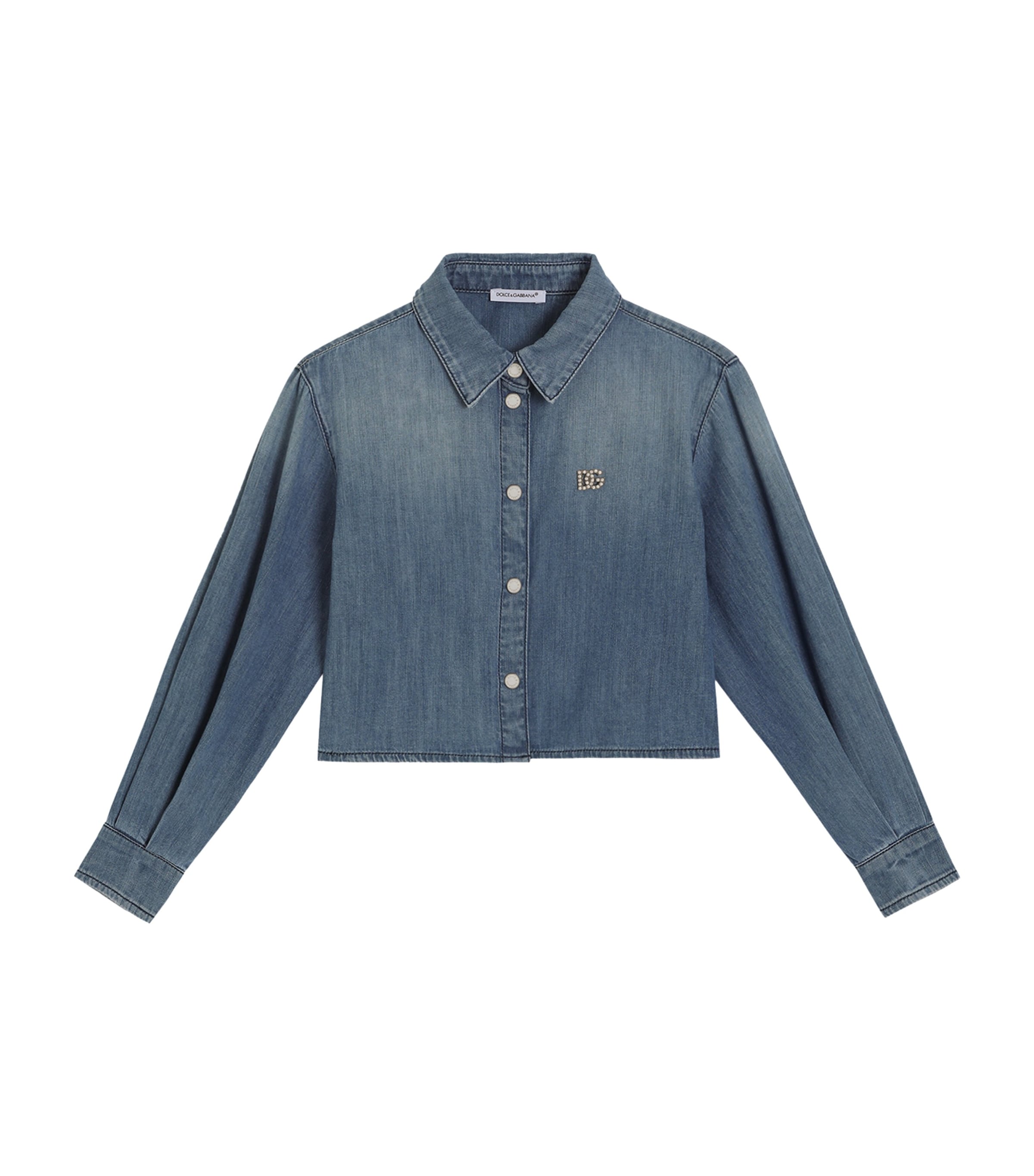 Dolce&Gabbana Kids Denim Cropped Shirt (8-12+ Years) Combi Colour