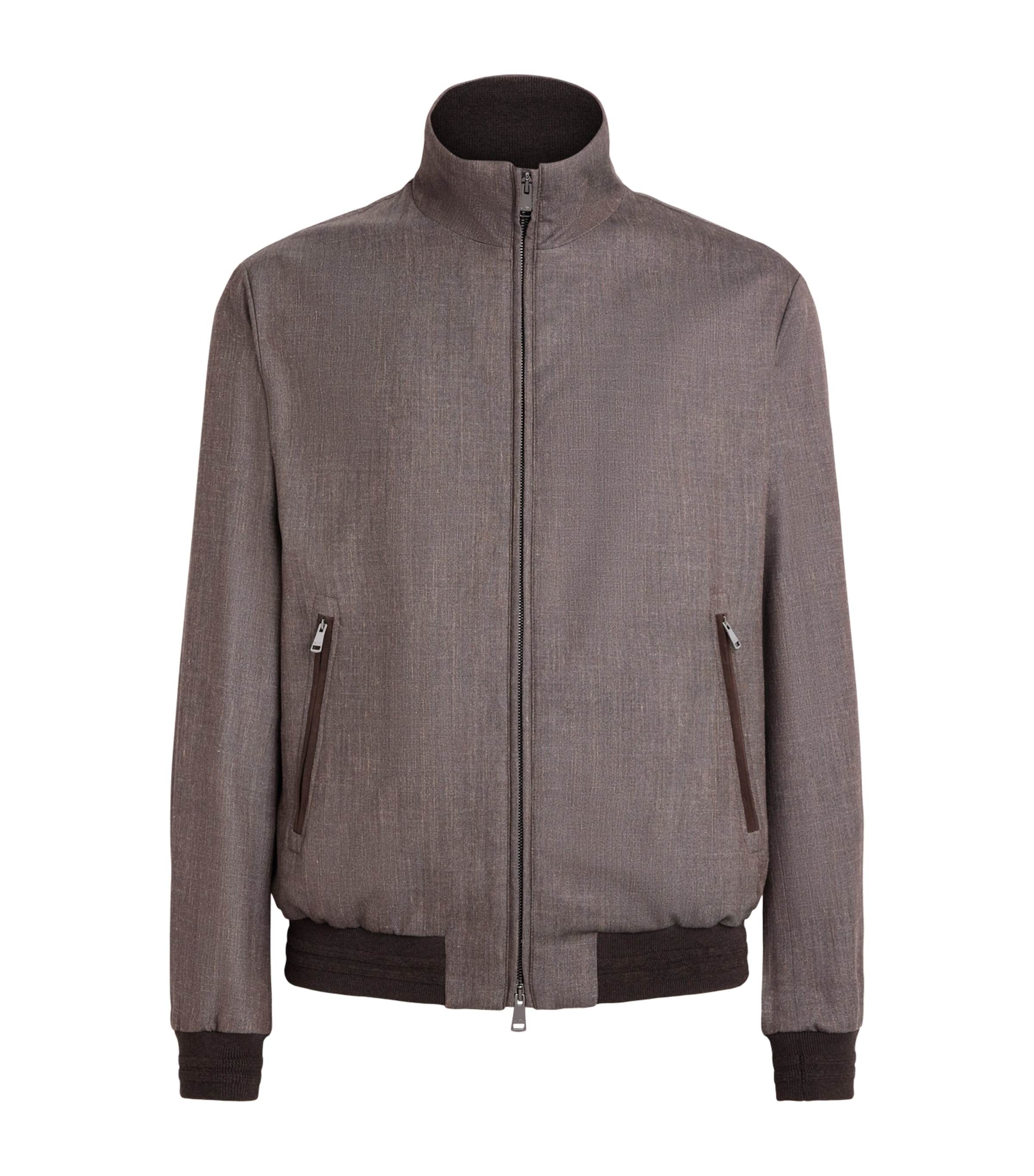 Paul & Shark Mens Wool-Silk-Linen-Blend Bomber Jacket Dove Grey