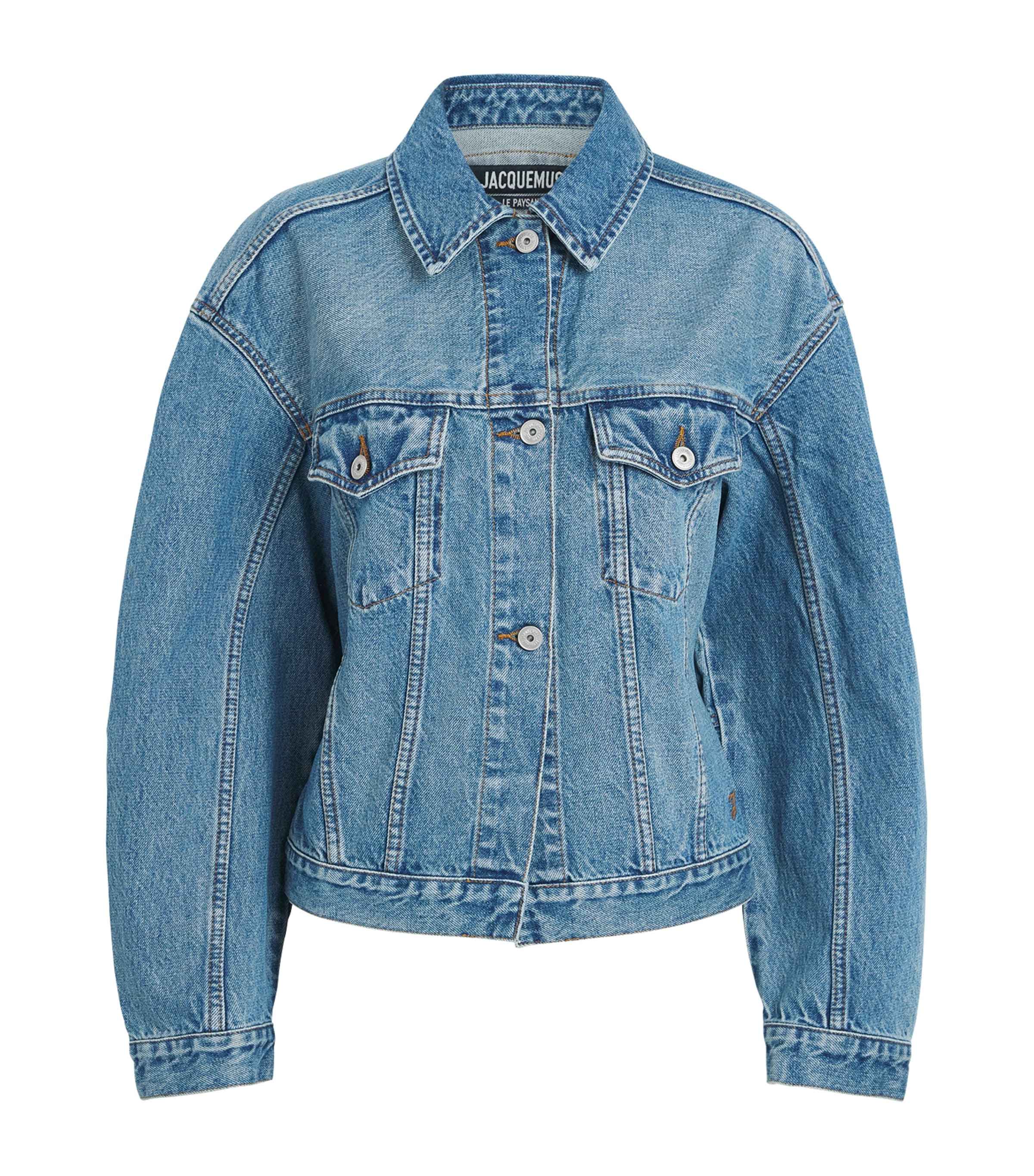 Jacquemus Womens Curved Denim Jacket Blue/tabac