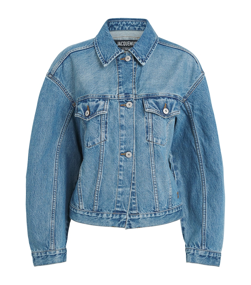 Jacquemus Womens Curved Denim Jacket Blue/tabac