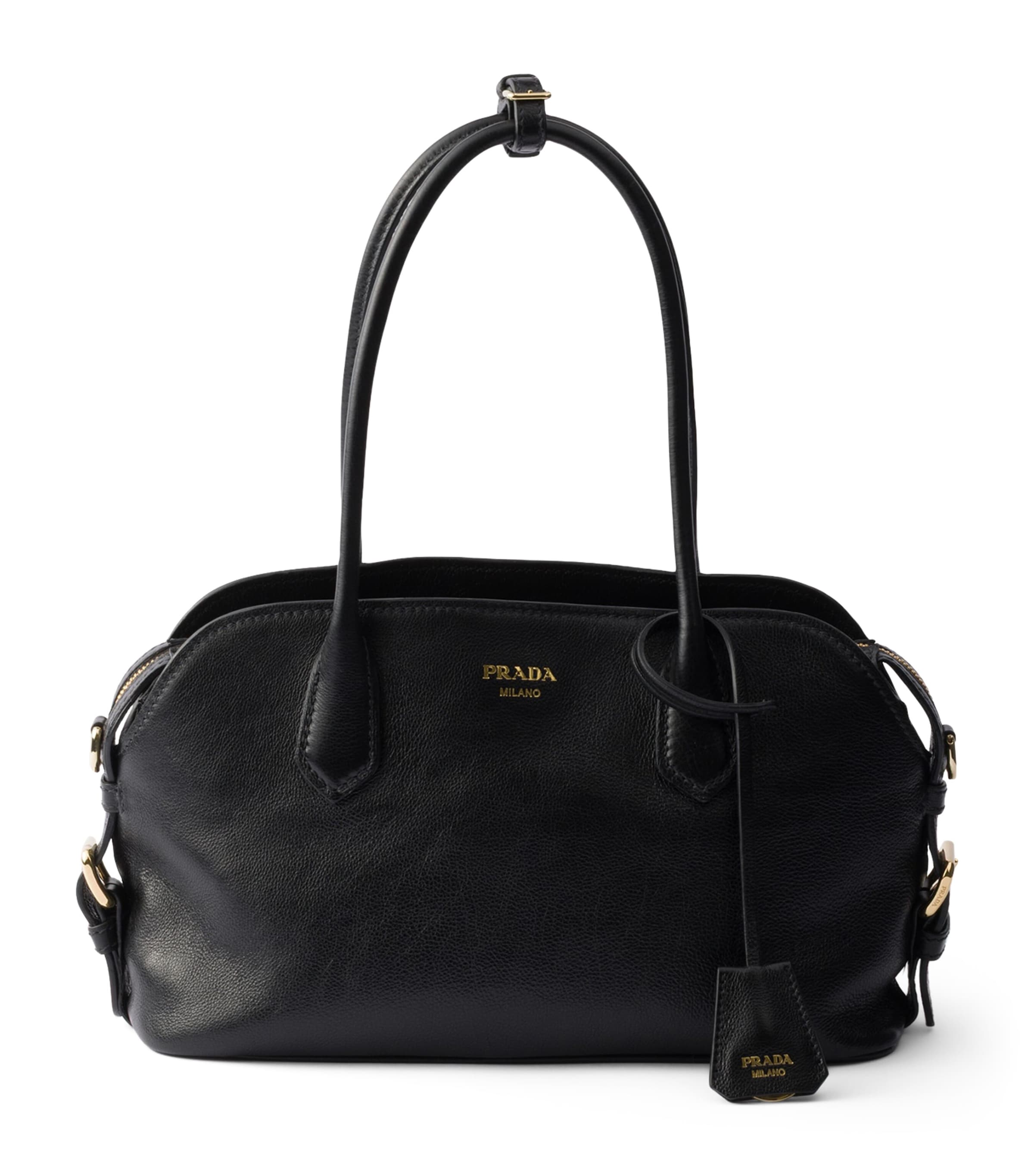 Prada Medium Leather Tote Bag Black