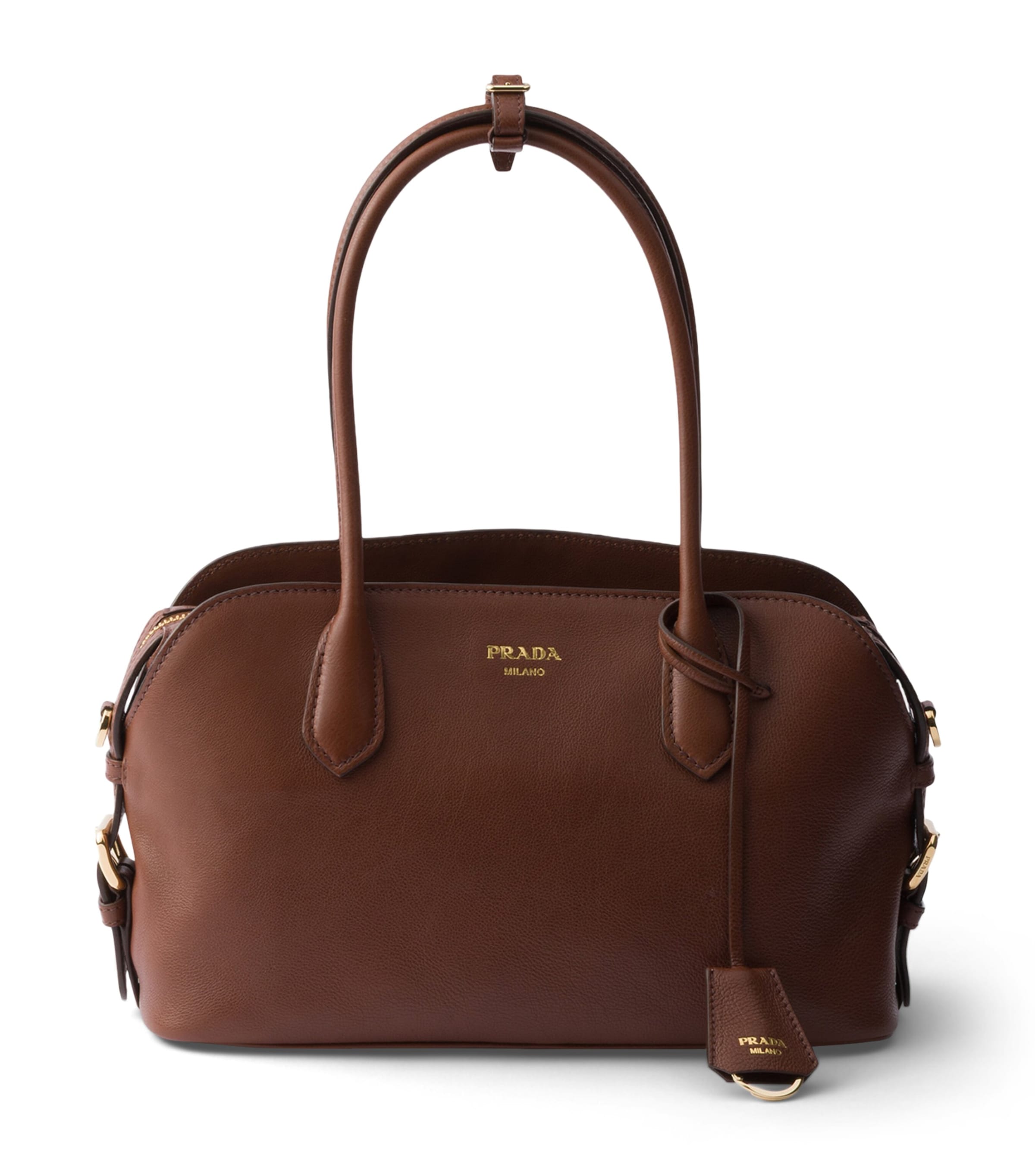Prada Medium Leather Shoulder Bag Brown