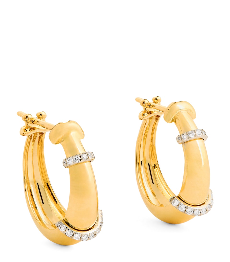 Yellow Gold and Diamond Lot N*91 Hoop Earrings