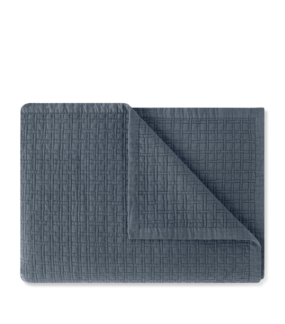 Amalia Linen Quilted Adorno Bedspread (290cm x 250cm) Loch Blue
