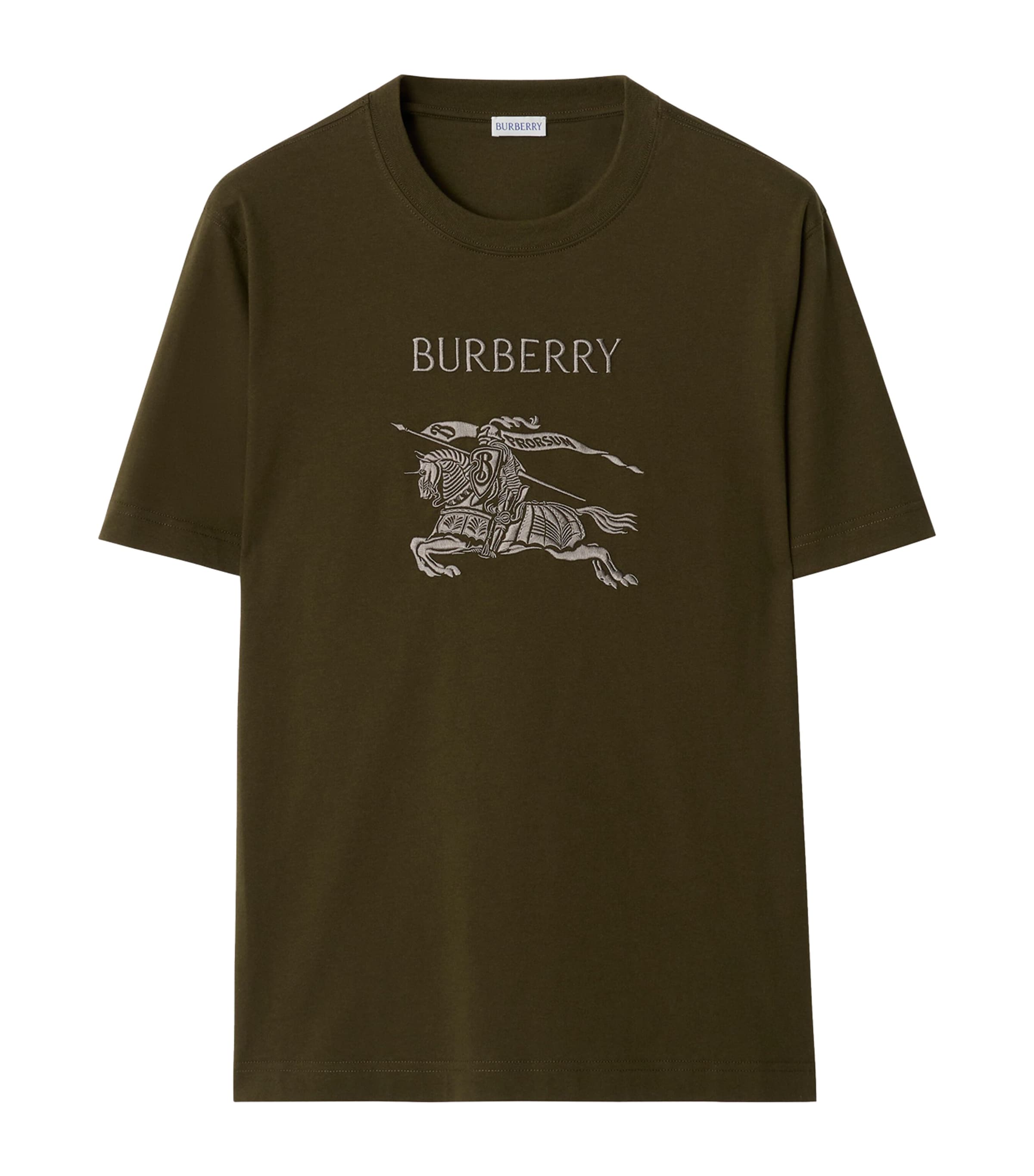Burberry Mens Cotton Embroidered Logo Slim T-Shirt Marsh Green