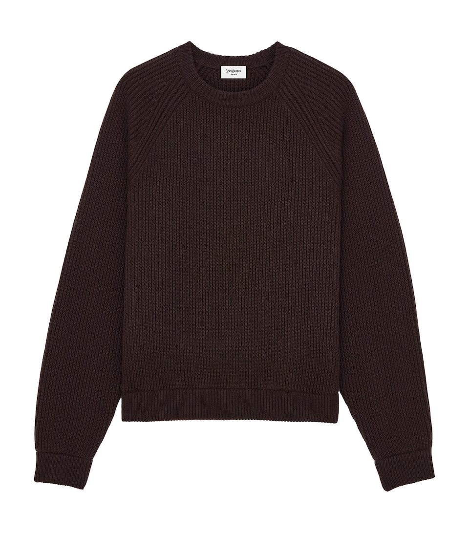 Saint Laurent Mens Cashmere Ribbed Crew-Neck Sweater