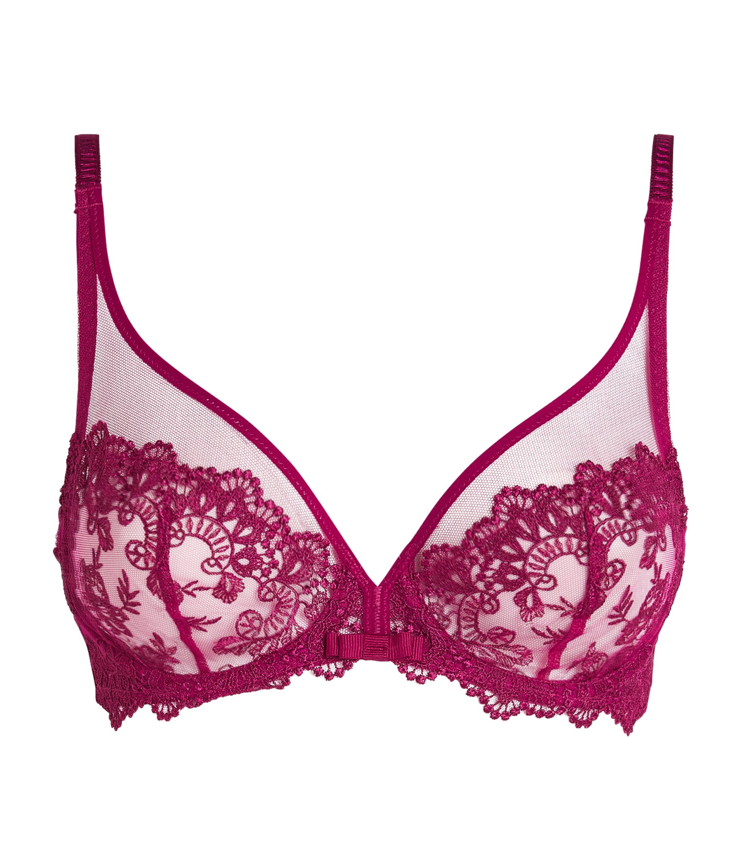 Simone Perele Womens Lace Plunge Passion Bra Desire Pink