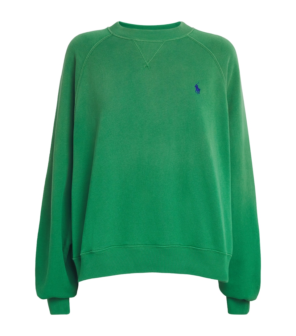 Polo Ralph Lauren Womens Cotton-Blend Polo Pony Sweatshirt Fiji Green