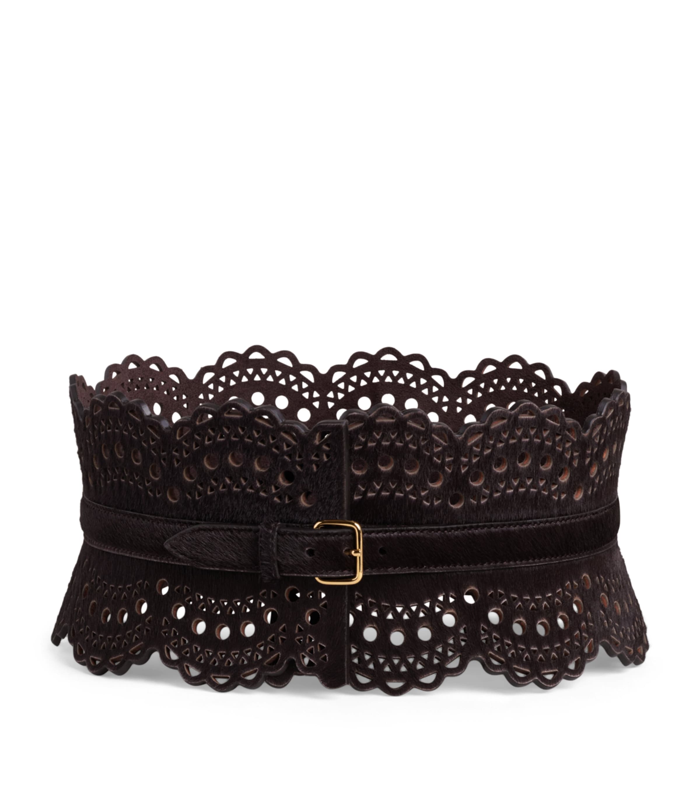 Alaïa Leather Bustier Belt Chocolate