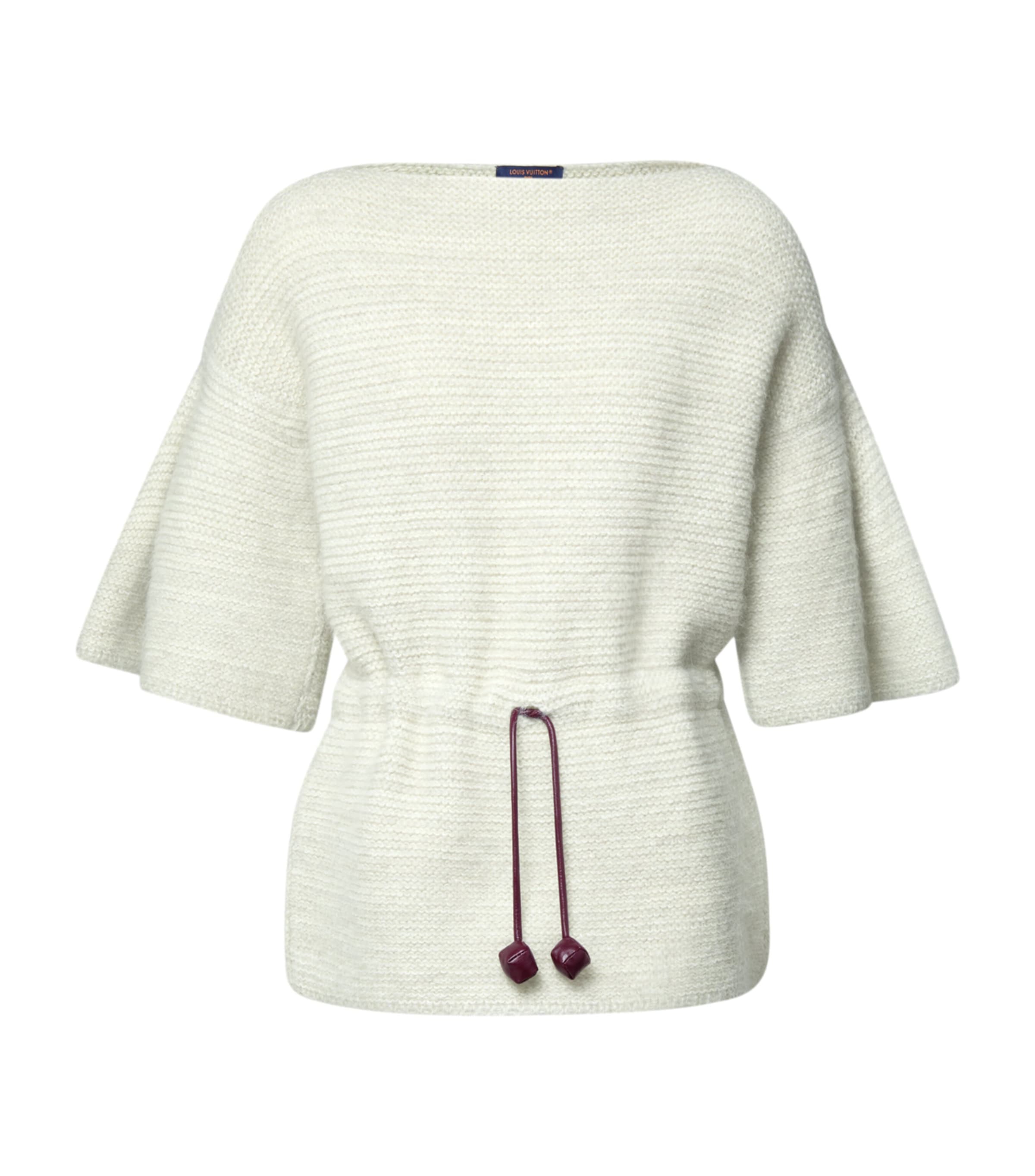 LOUIS VUITTON Womens Mohair-Silk-Wool Bell-Sleeve Top Heather Grey