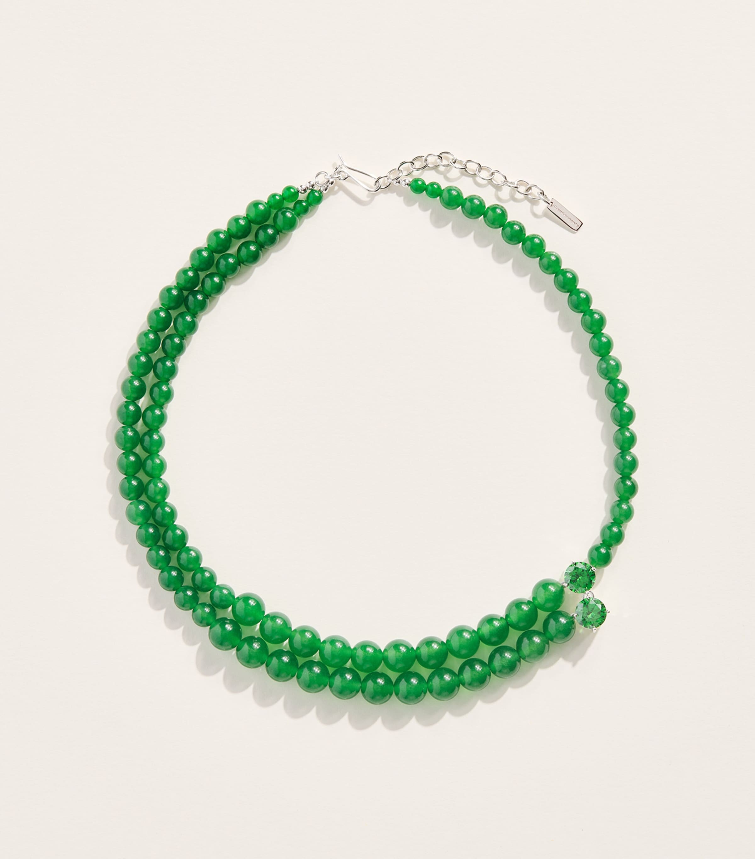 Completedworks Silver Cubic Zirconia Beaded Necklace Green/silver Plated