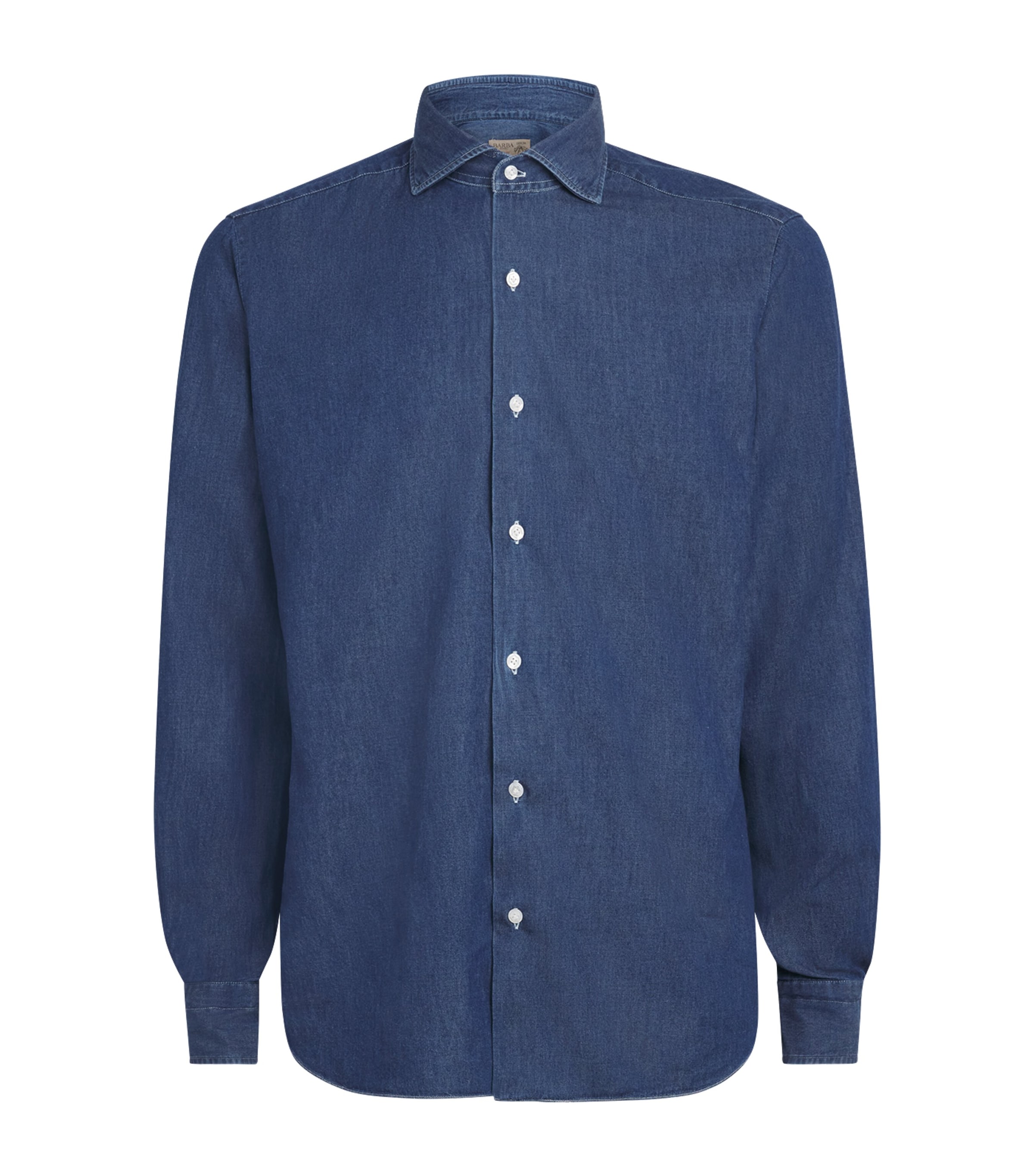 Barba Napoli Mens Slim Denim Shirt Navy