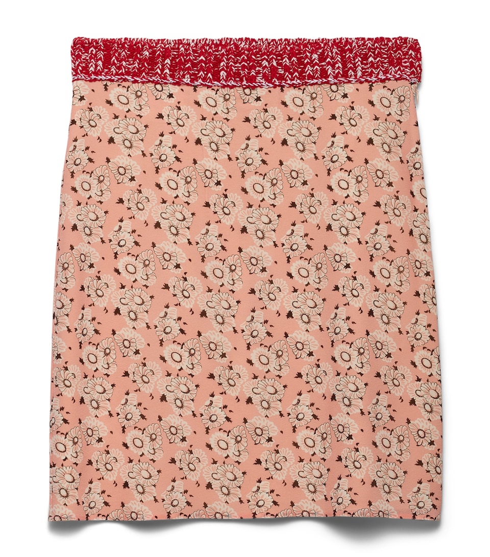 Stretch-Silk Georgette Floral Mini Skirt