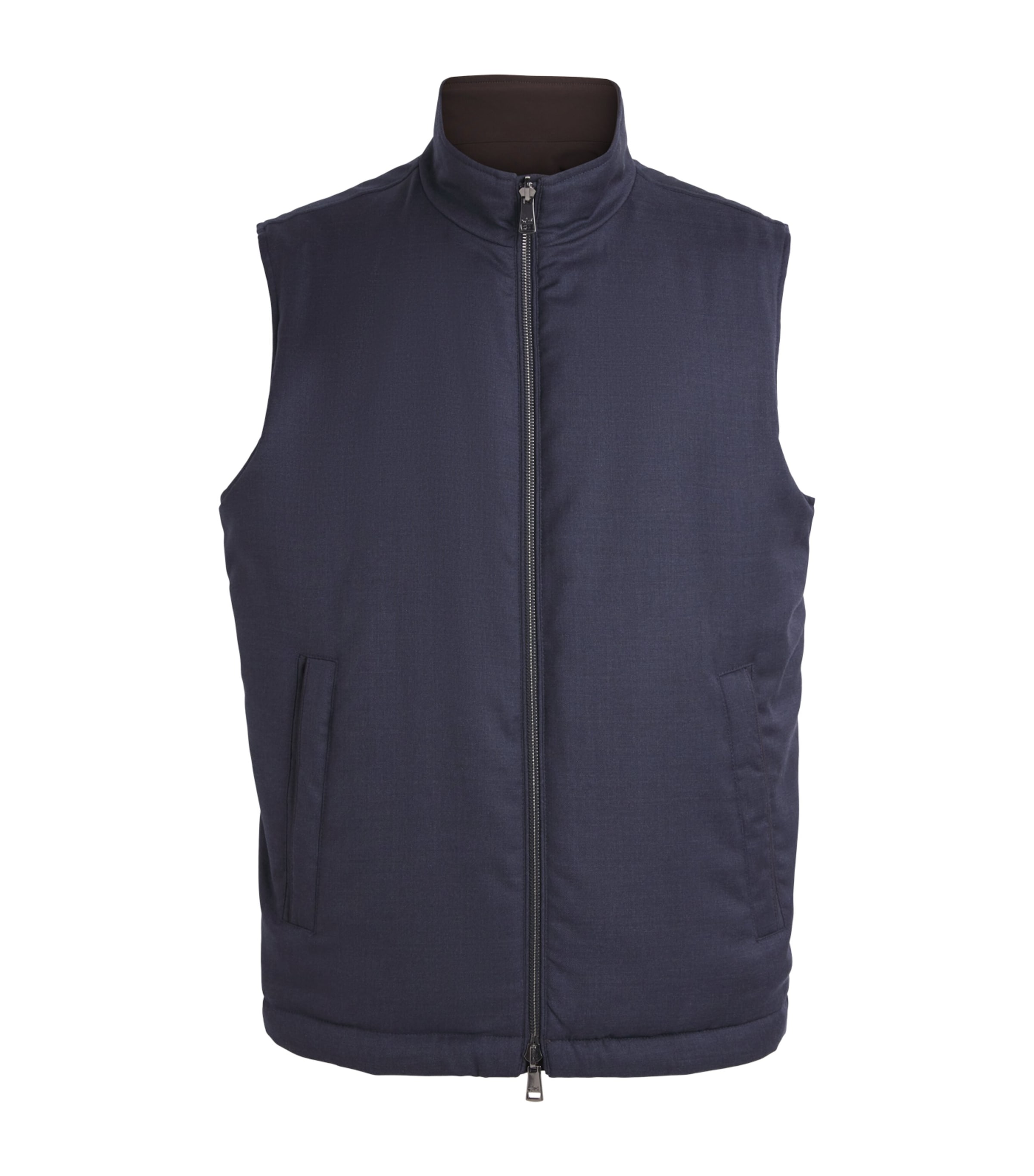 Paul & Shark Mens Virgin Wool Reversible Gilet Blue/dark Brown