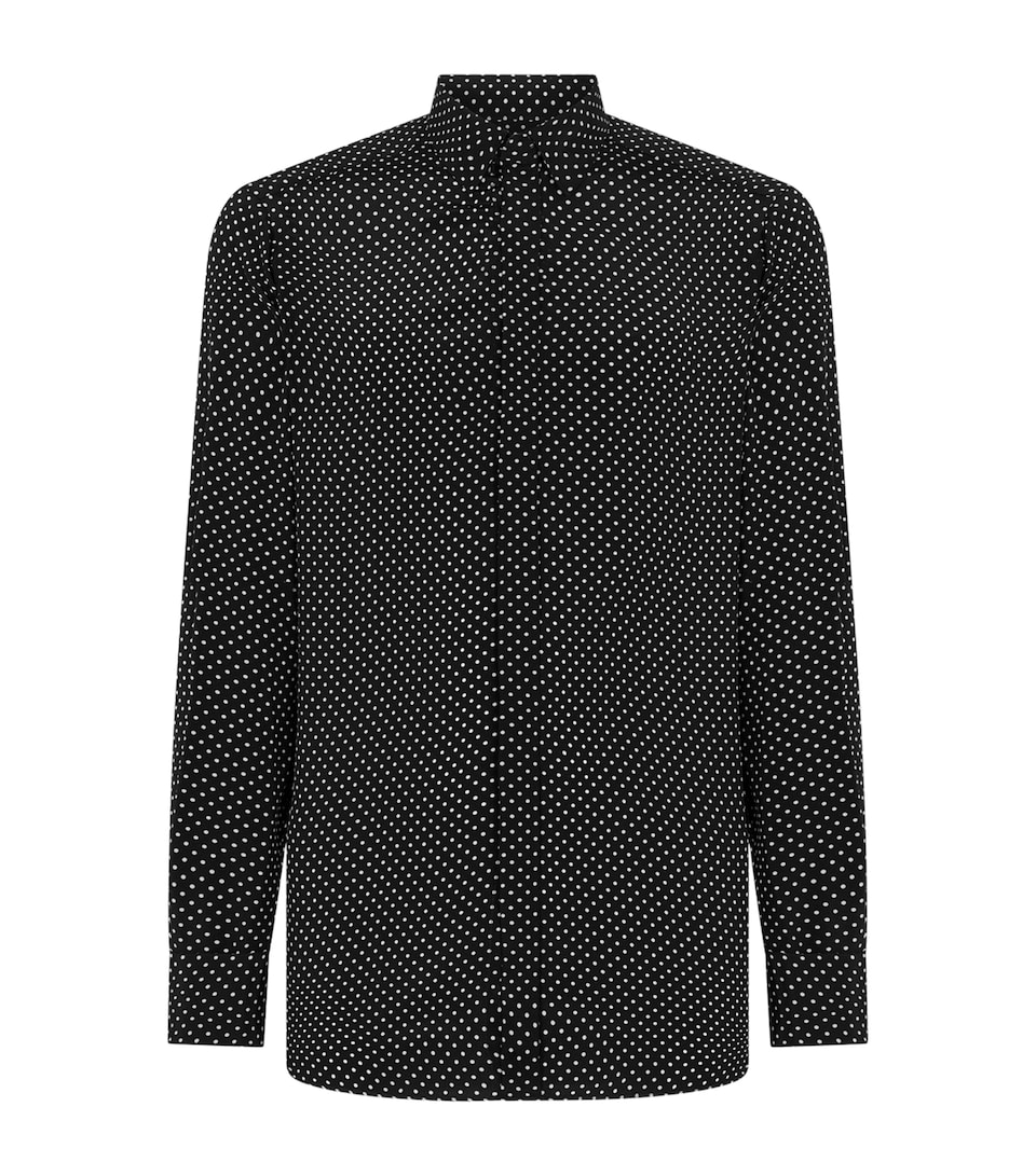Silk Polka-Dot Long-Sleeve Shirt