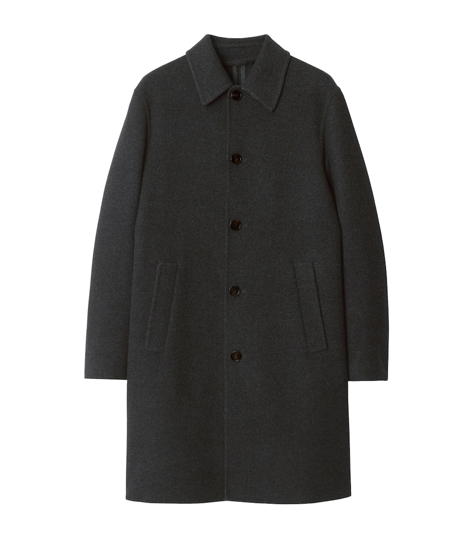 Burberry Mens Wool Mid-Length Car Coat Charcoal/charcoal Ck
