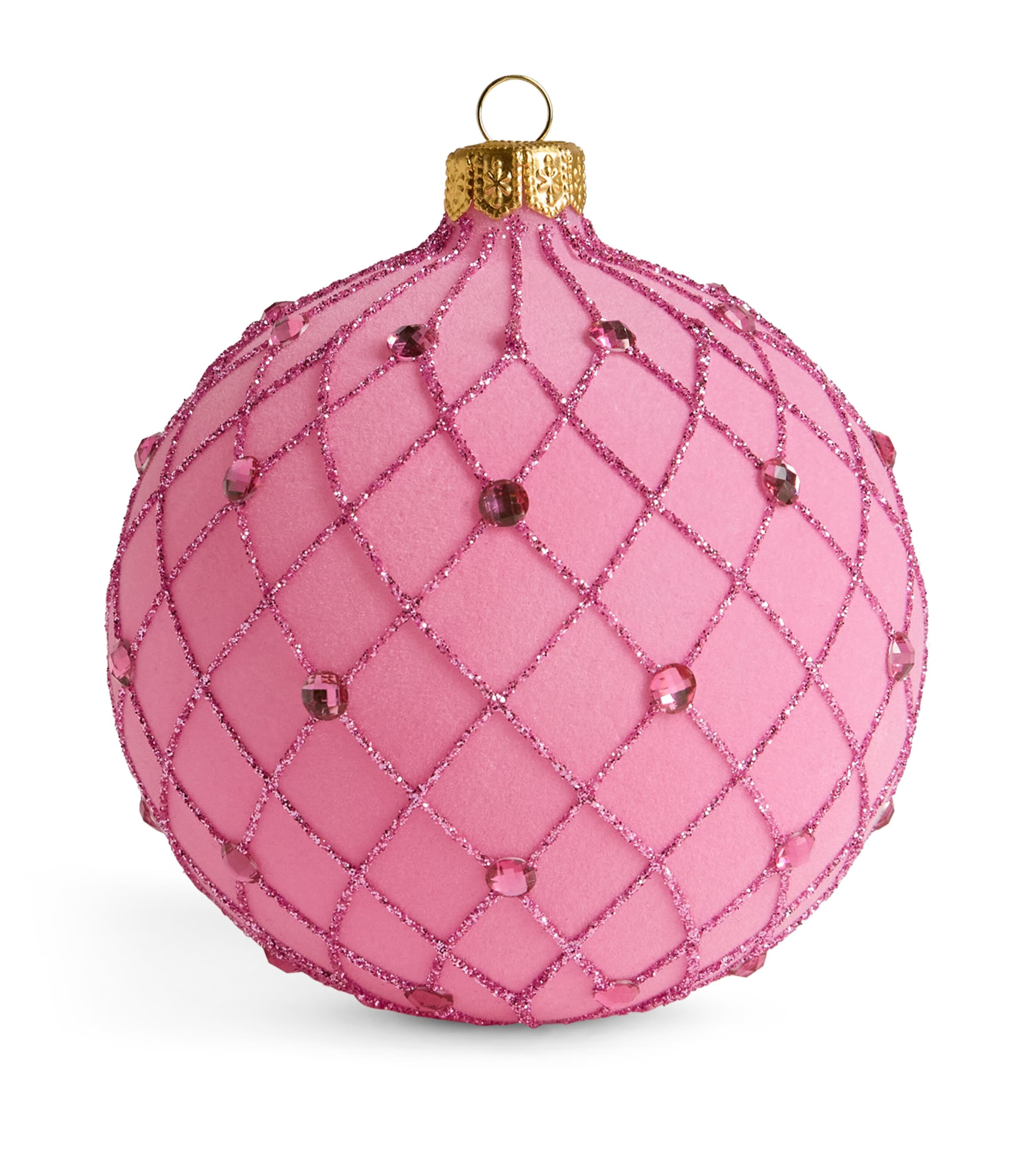 Harrods Glitter Criss-Cross Bauble Pink Velvet