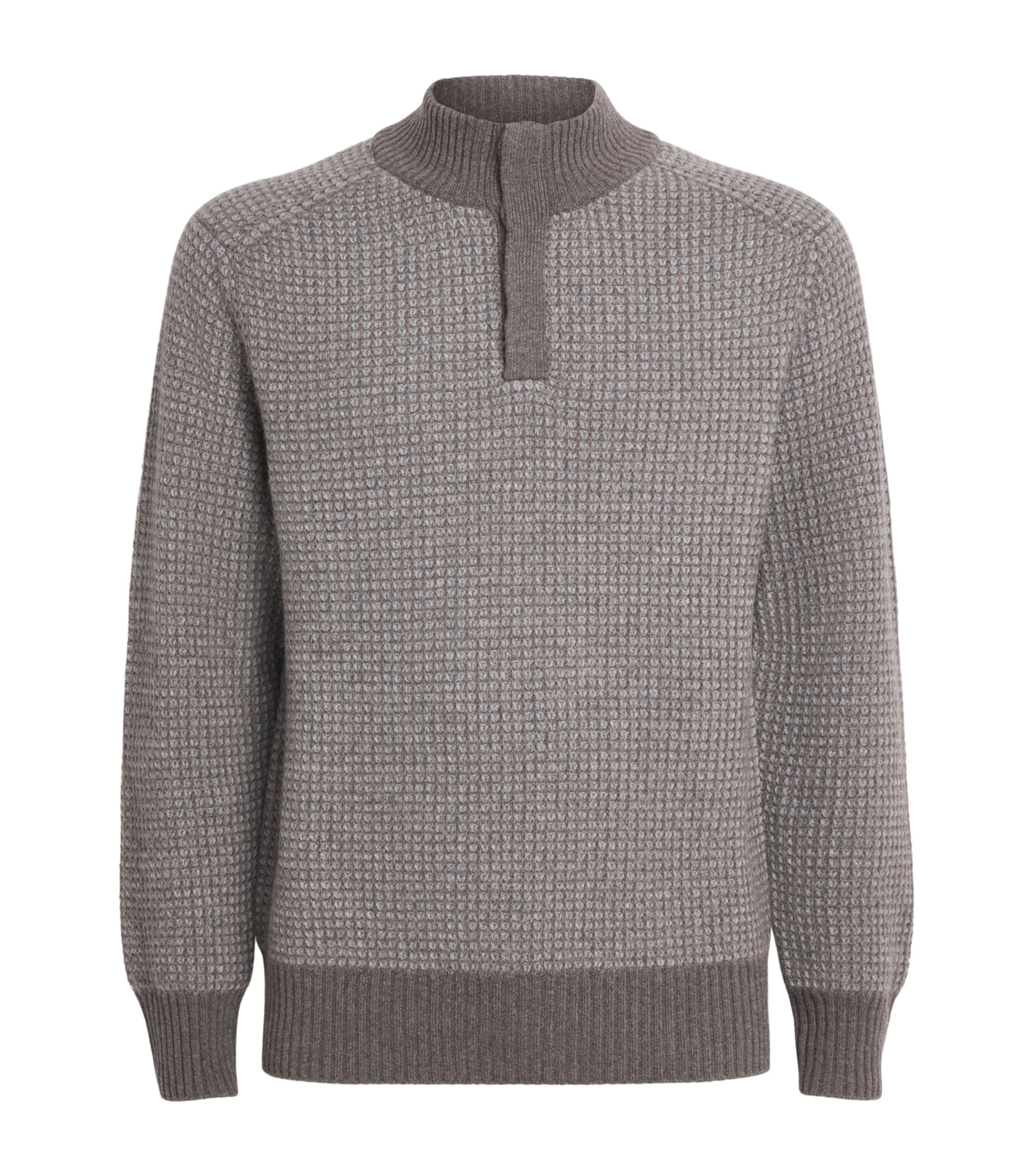 N.Peal Mens Organic Cashmere Button-Up Sweater Bscti Flanl Greyorg