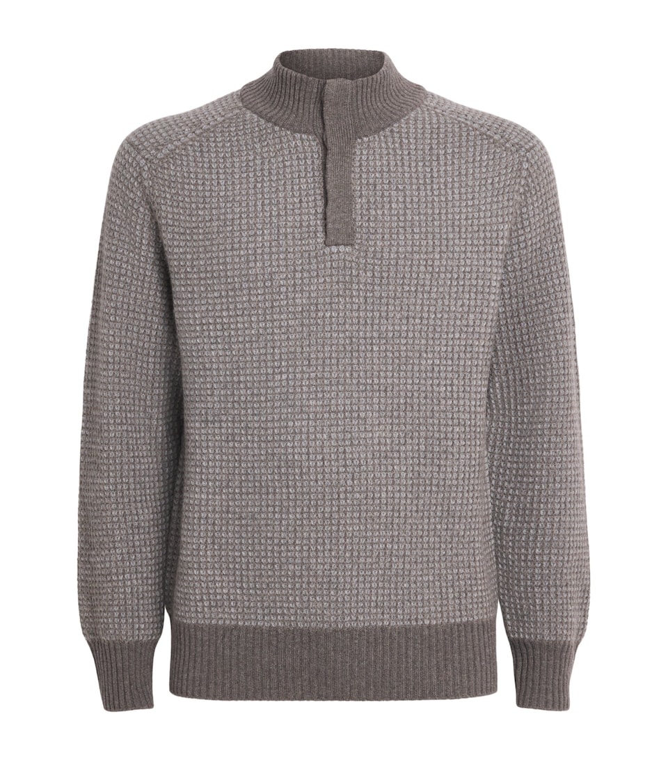 N.Peal Mens Organic Cashmere Button-Up Sweater Bscti Flanl Greyorg