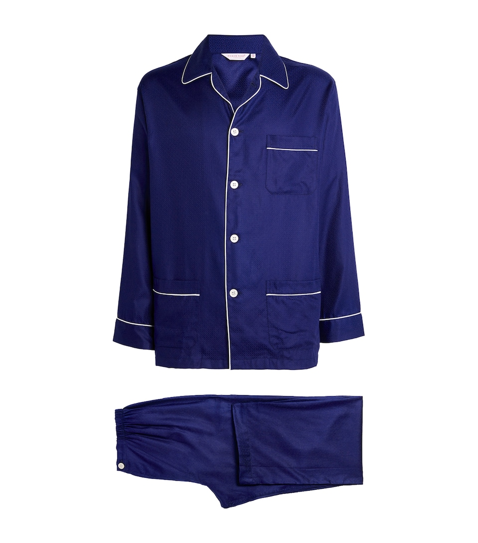 Derek Rose Mens Classic Pyjama Set Navy