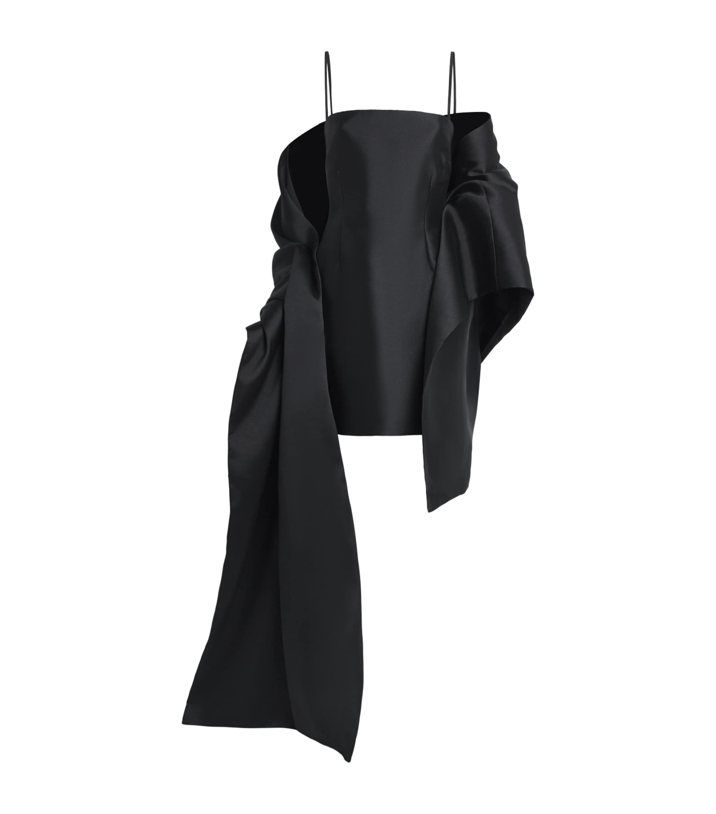 Solace London Womens Satin Wrap Bessette Mini Dress Black