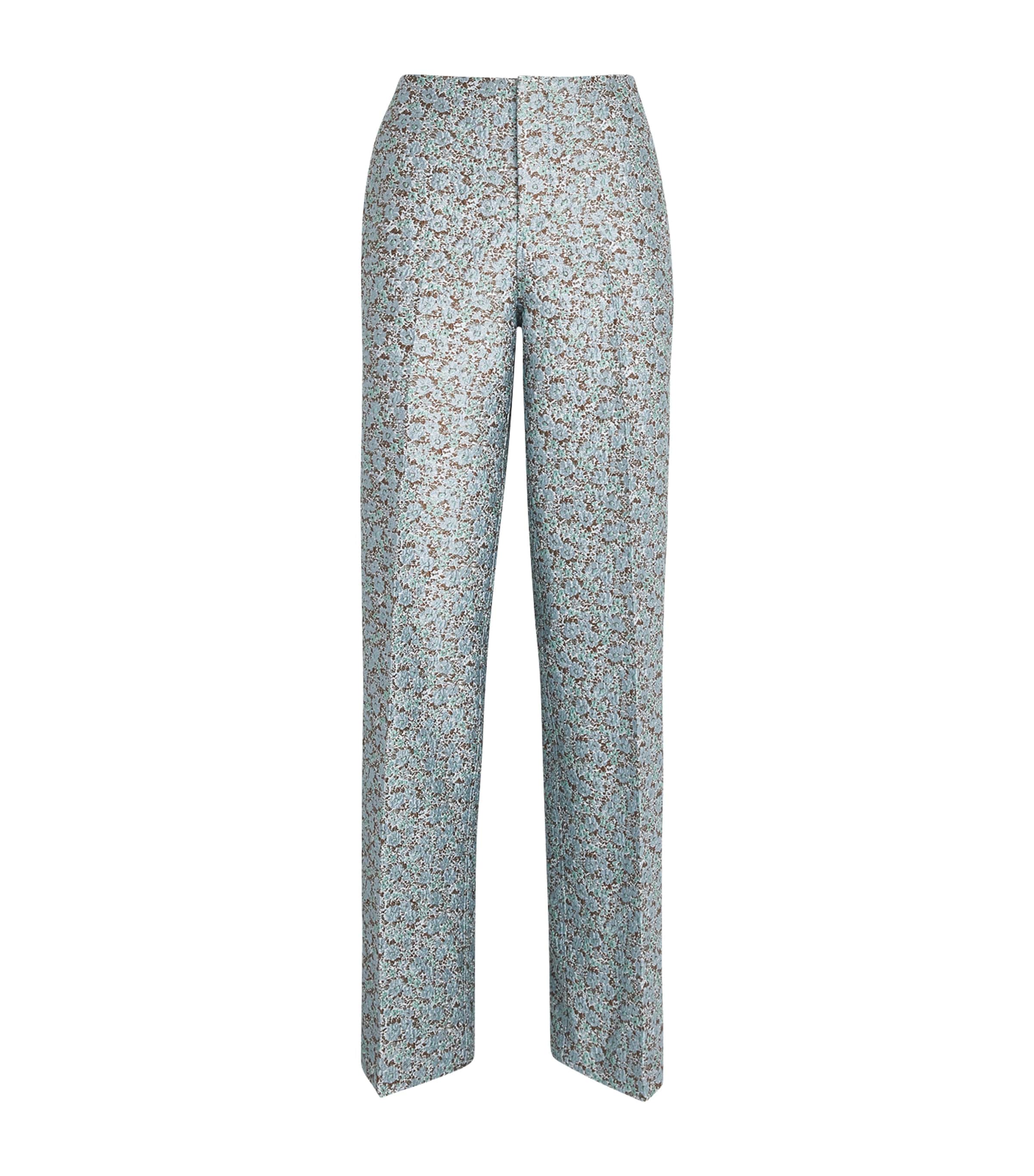 Tory Burch Womens Jacquard Trousers Blue Floral