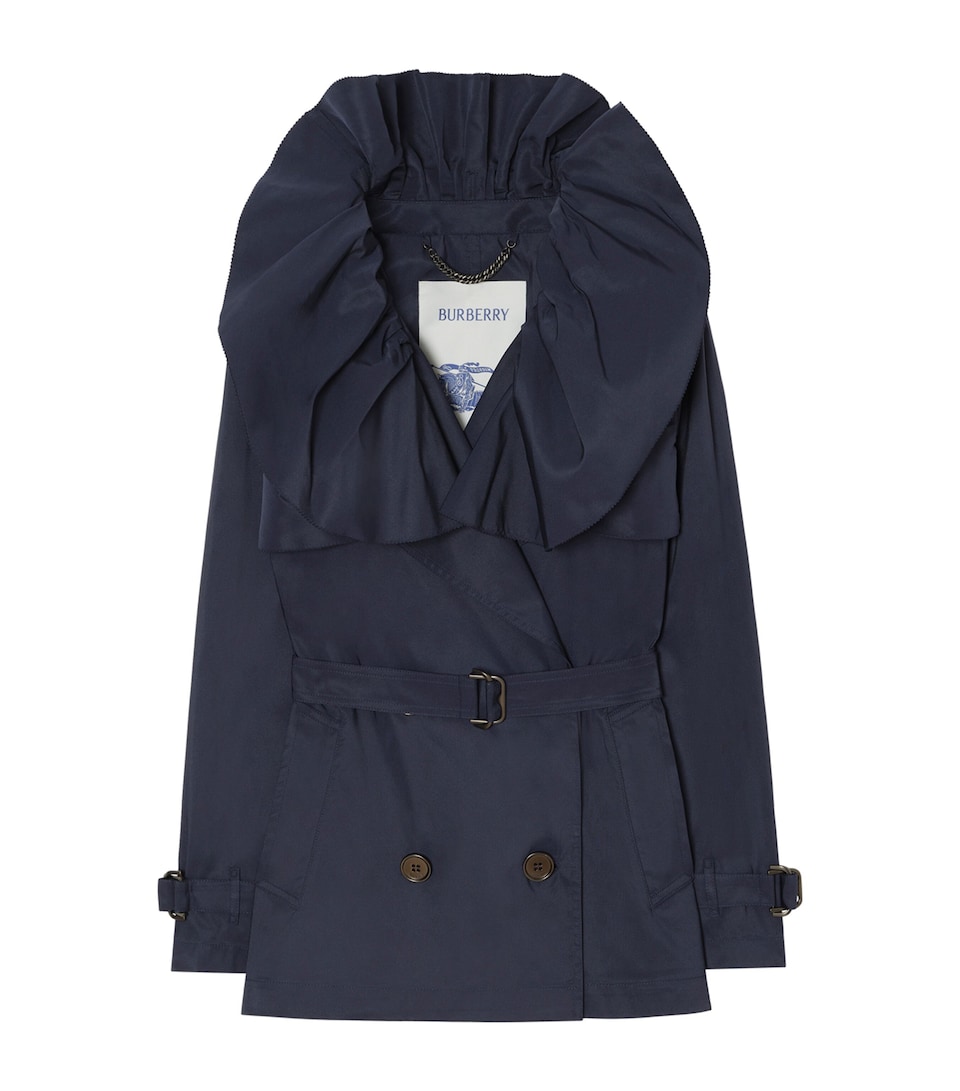 Burberry Womens Faille Clare Trench Coat Dark Ink Blue