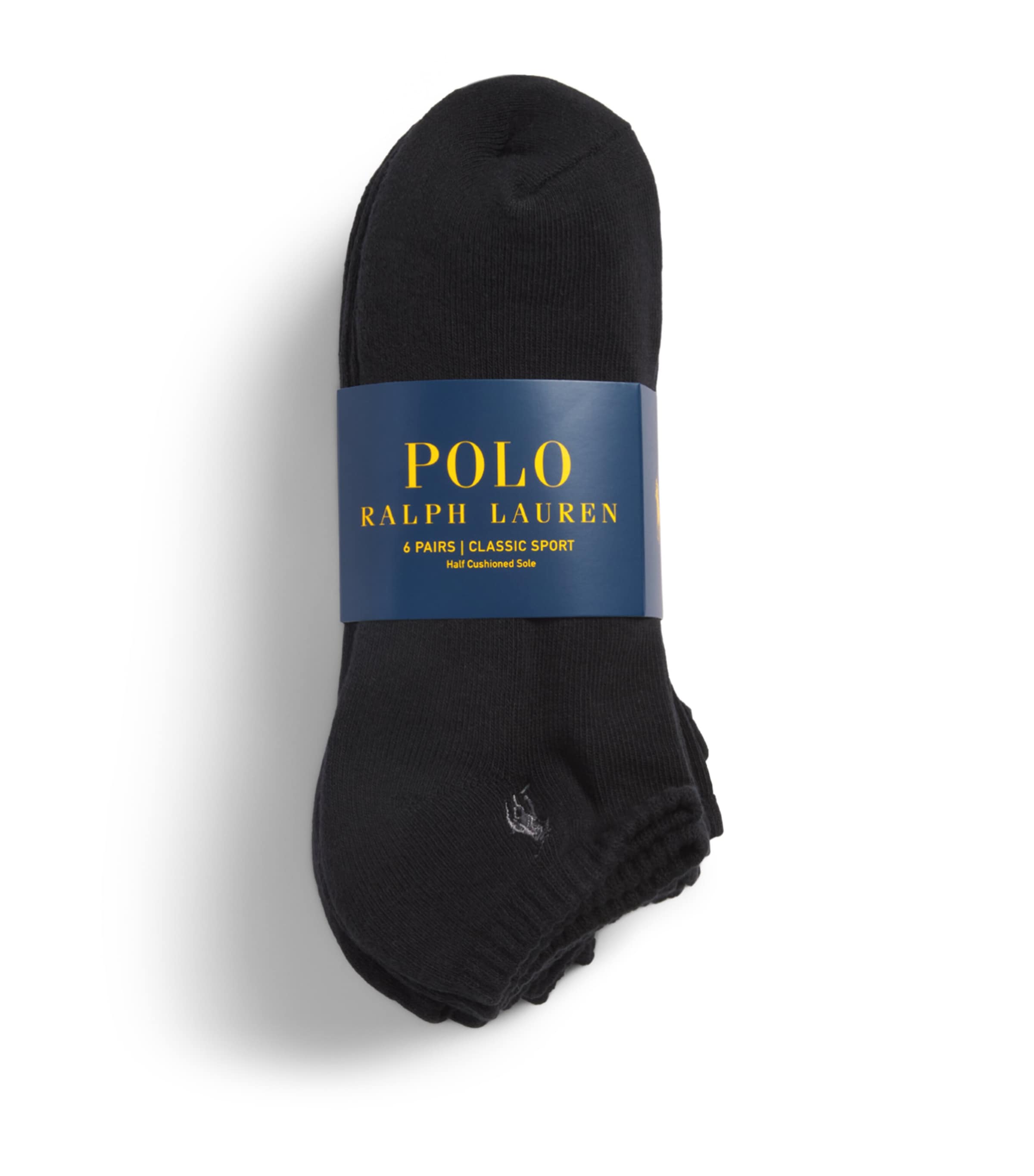 Polo Ralph Lauren Mens Performance Trainer Socks (Pack of 6) Black