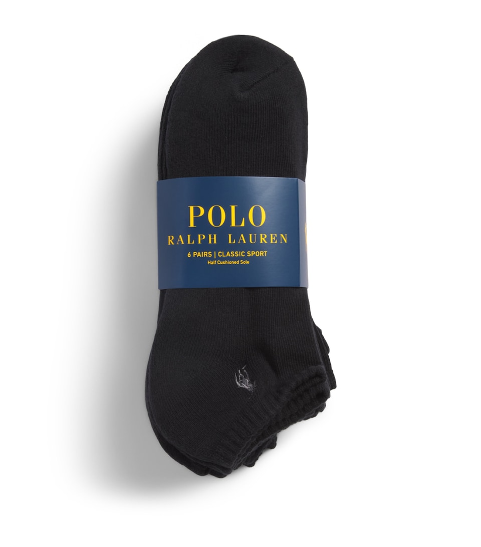 Polo Ralph Lauren Mens Performance Trainer Socks (Pack of 6) Black