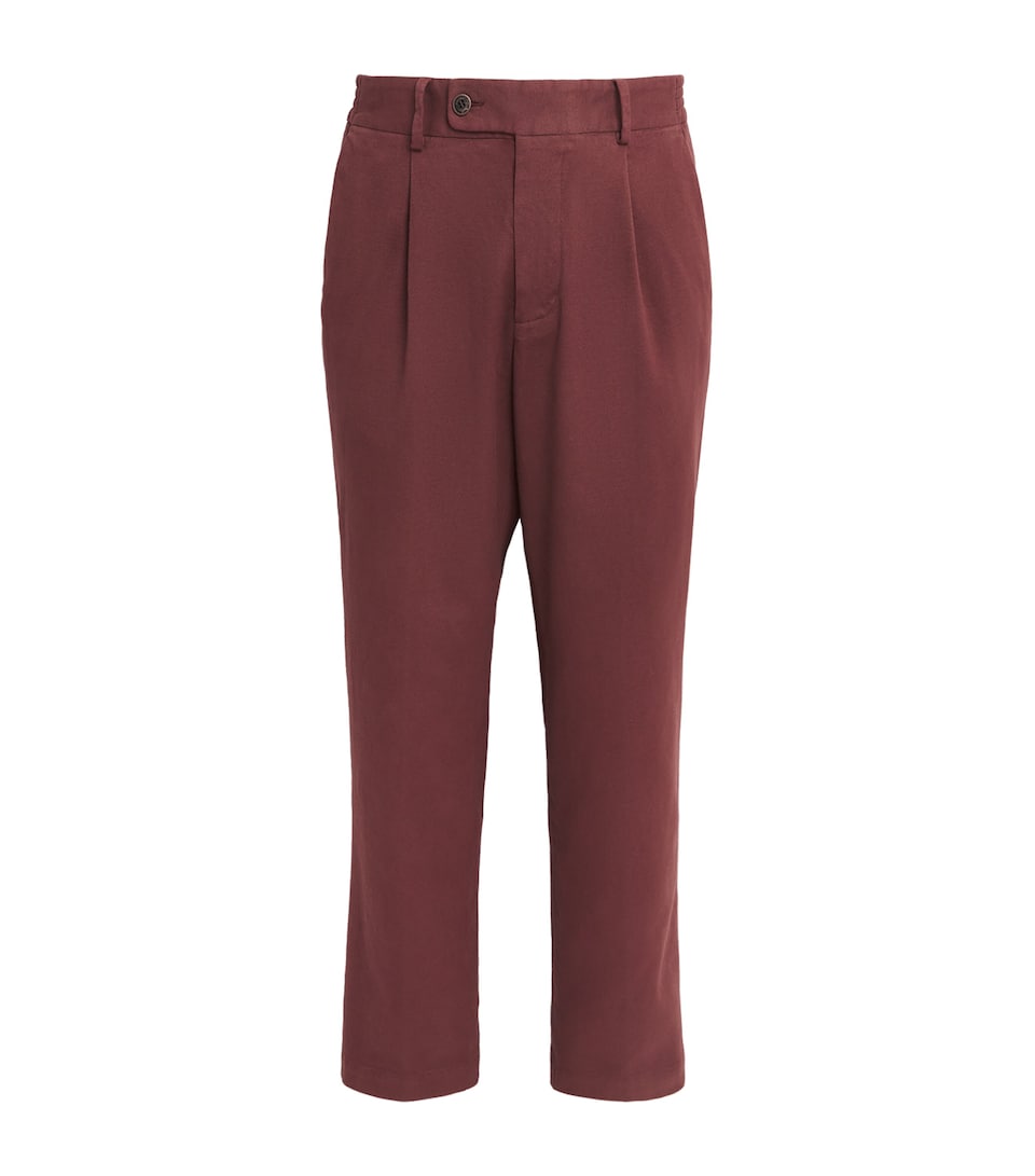 Colombo Mens Pleated Straight Chinos Wine