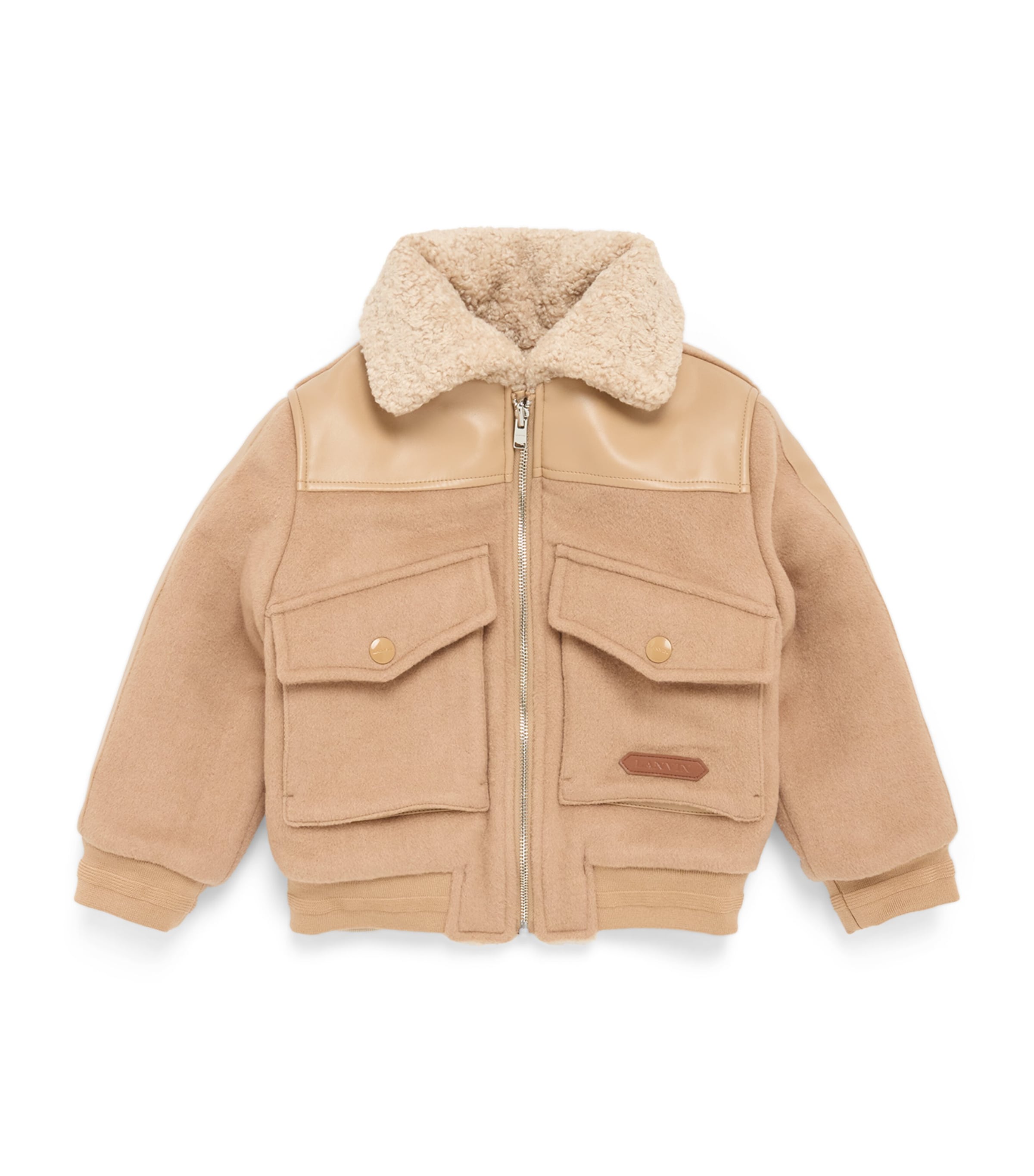 LANVIN Enfant Shearling-Effect Reversible Jacket (6-16 Years) Dark Stone