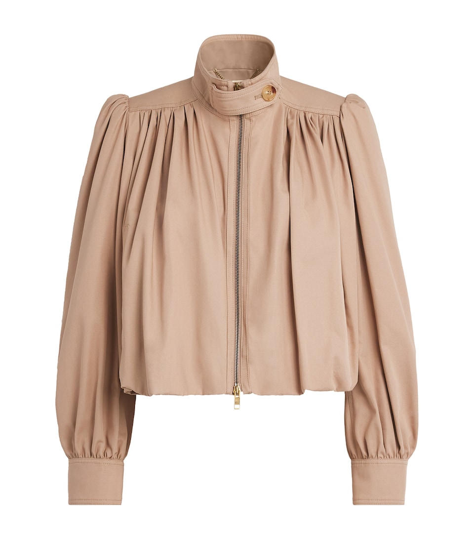 Chloé Womens Cotton Canvas Boule Jacket Worn Brown