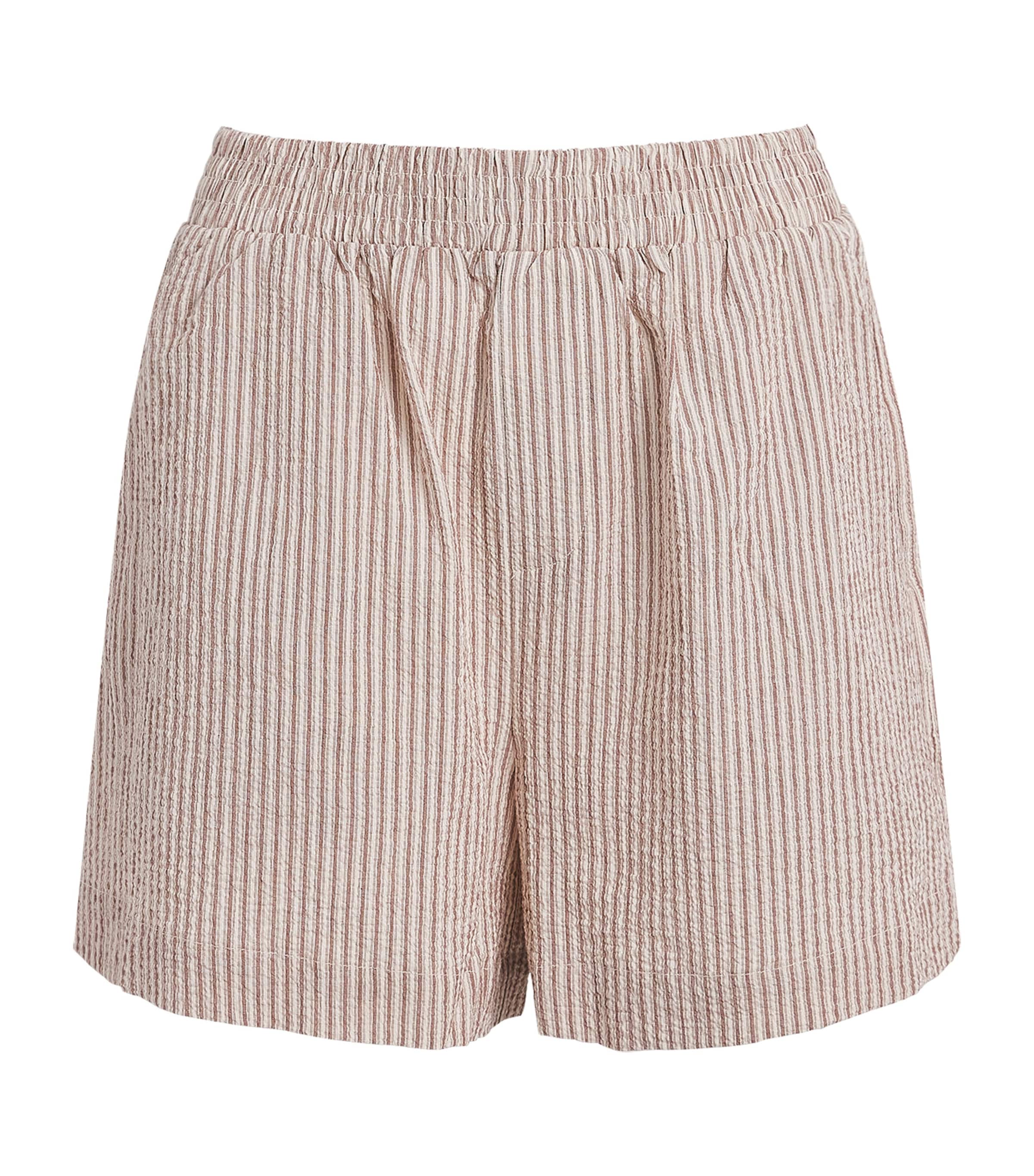 Varley Womens Cotton Stripe Darina Shorts Birch Taupe Stripe