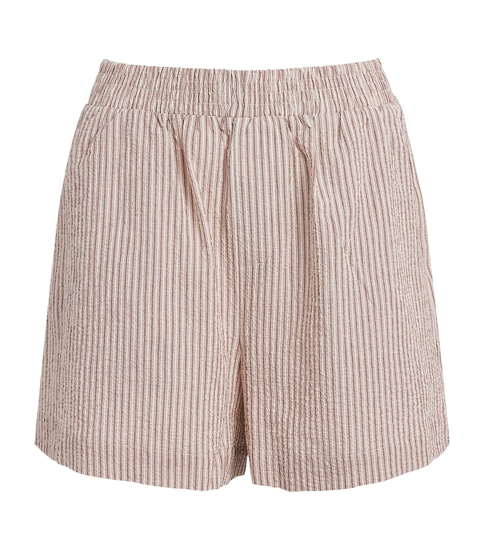 Varley Womens Cotton Stripe Darina Shorts Birch Taupe Stripe