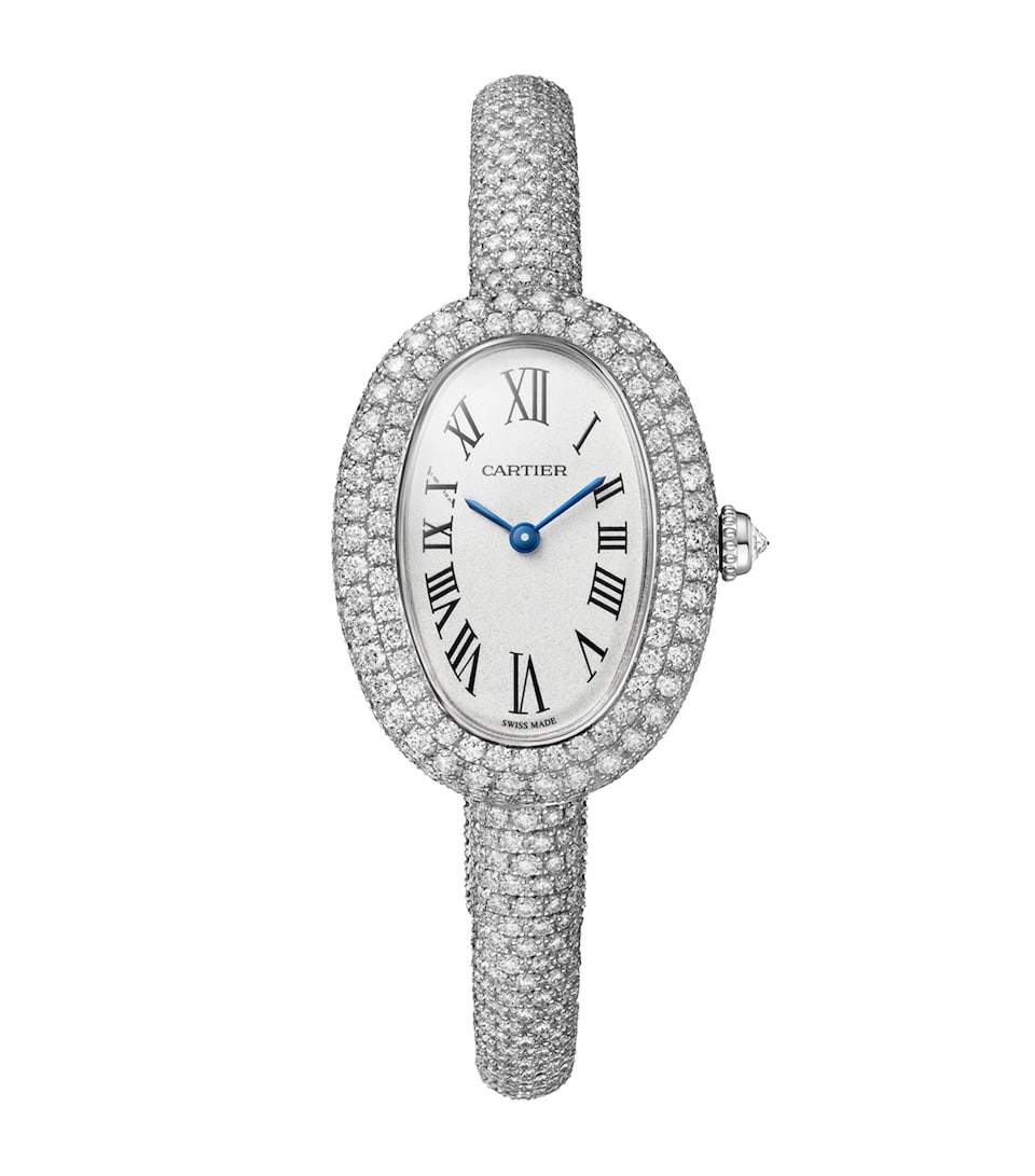 Small White Gold and Diamond Baignoire de Cartier Watch 23.1mm (Size 16)