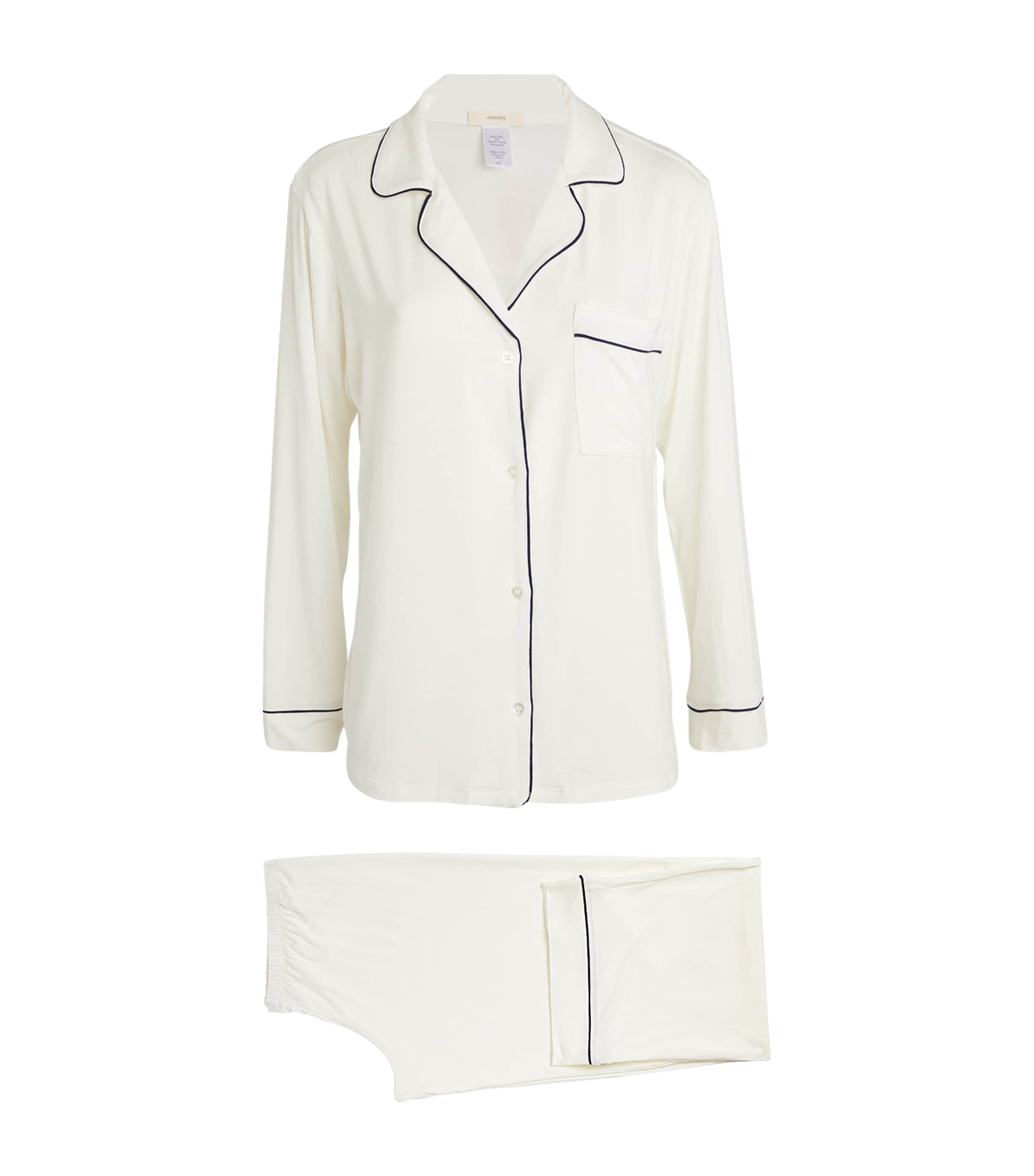 Eberjey Womens Gisele Pyjama Set Pure Ivory/navy