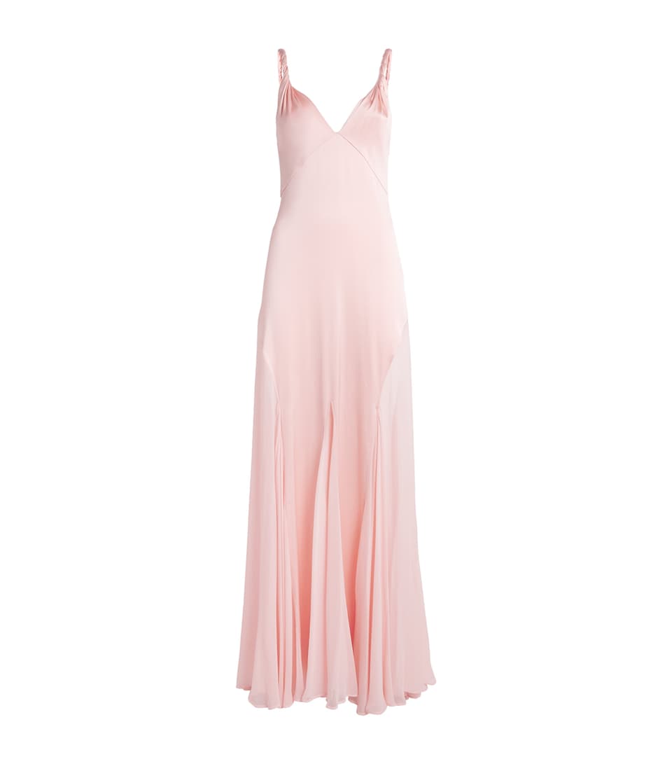 Alice+Olivia Womens Satin Andrina Maxi Dress English Rose