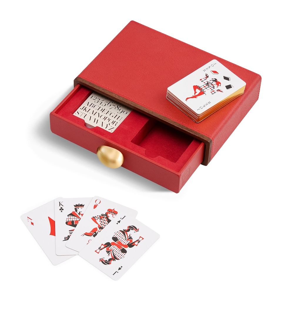 Assouline Leather Pebble Playing Cards Set Red