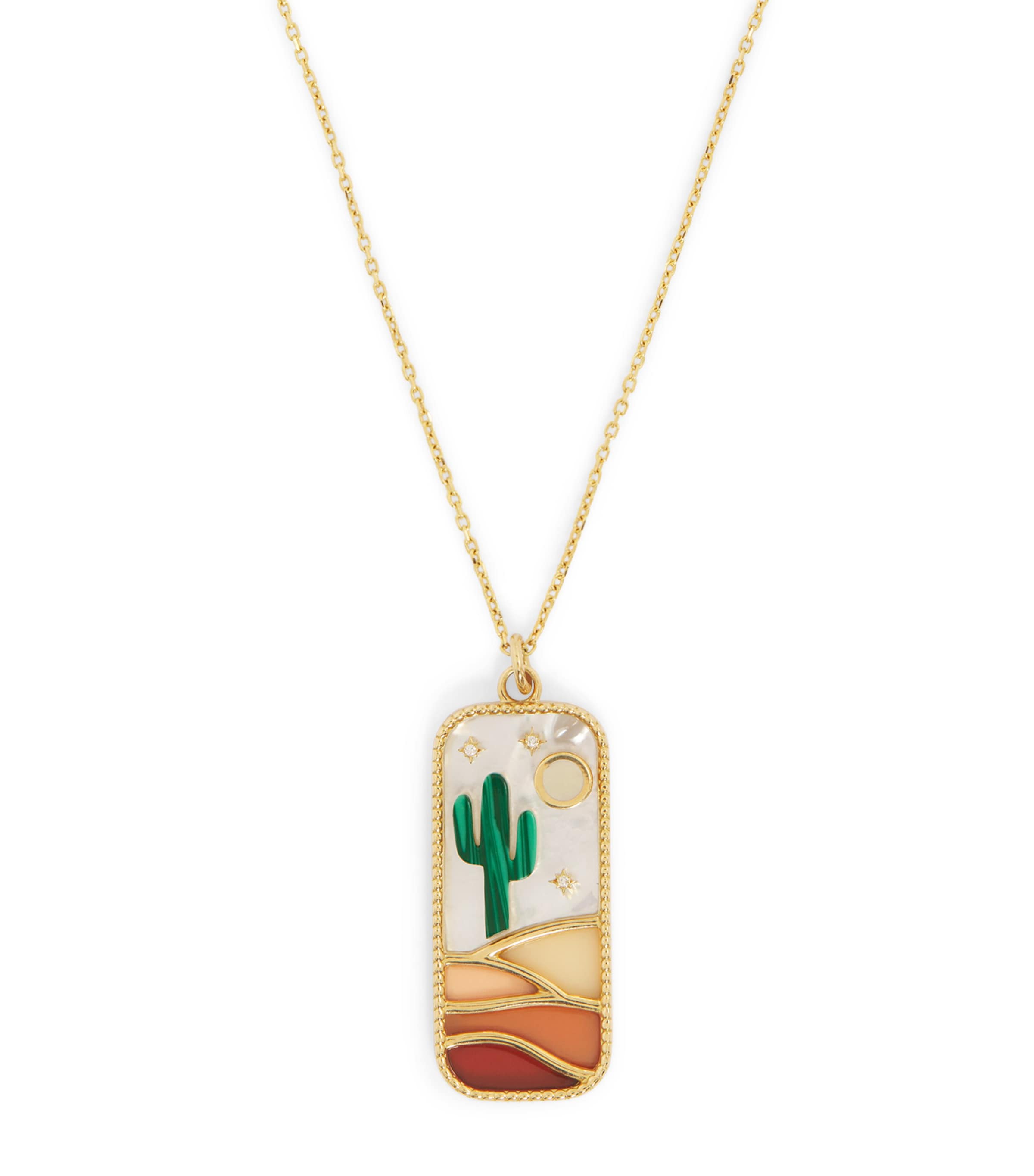 Yellow Gold, Diamond and Mother-of-Pearl Cosmic Love The Cactus Necklace